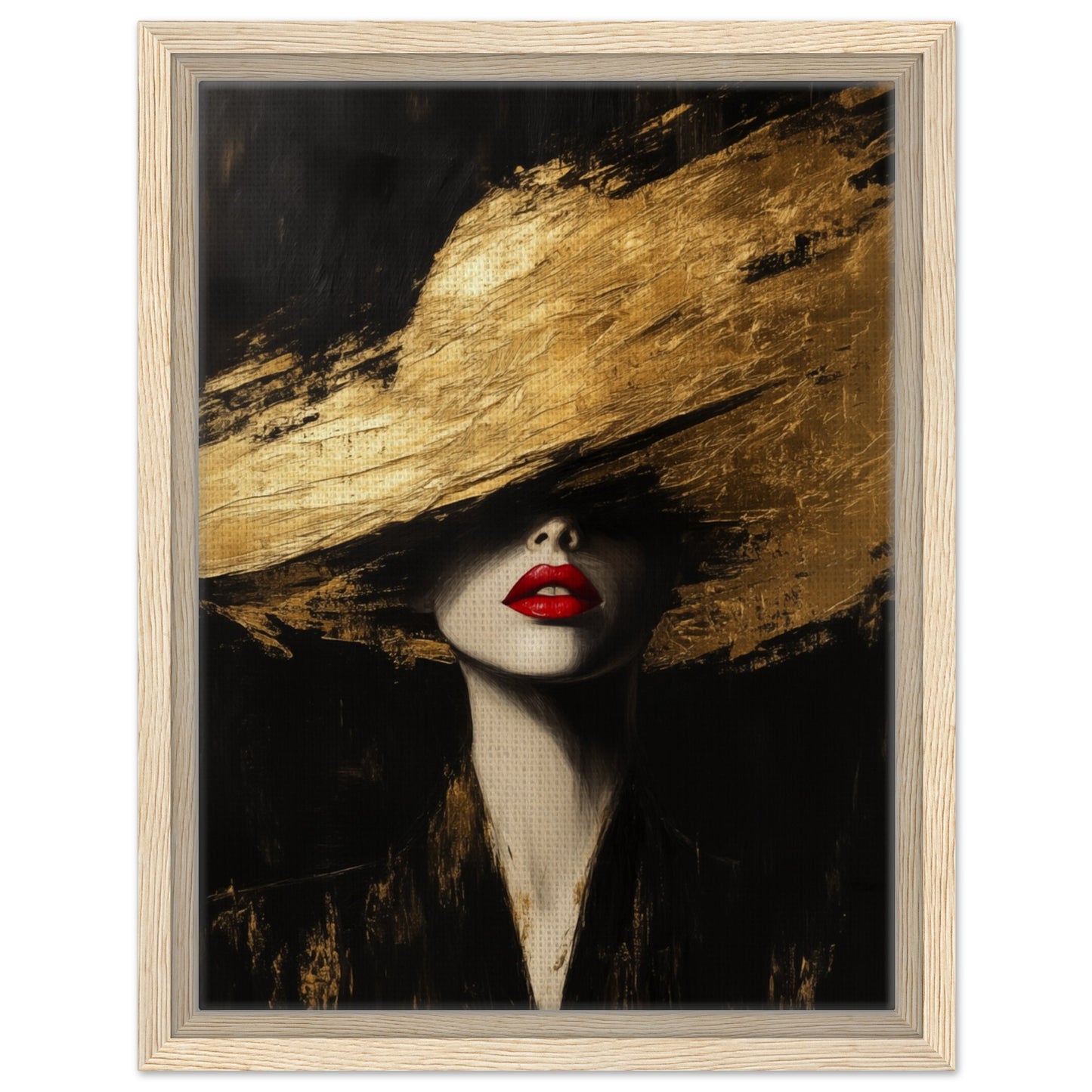 Goldene Eleganz | Gerahmte Leinwand Holzrahmen 30x40 cm - Pixara