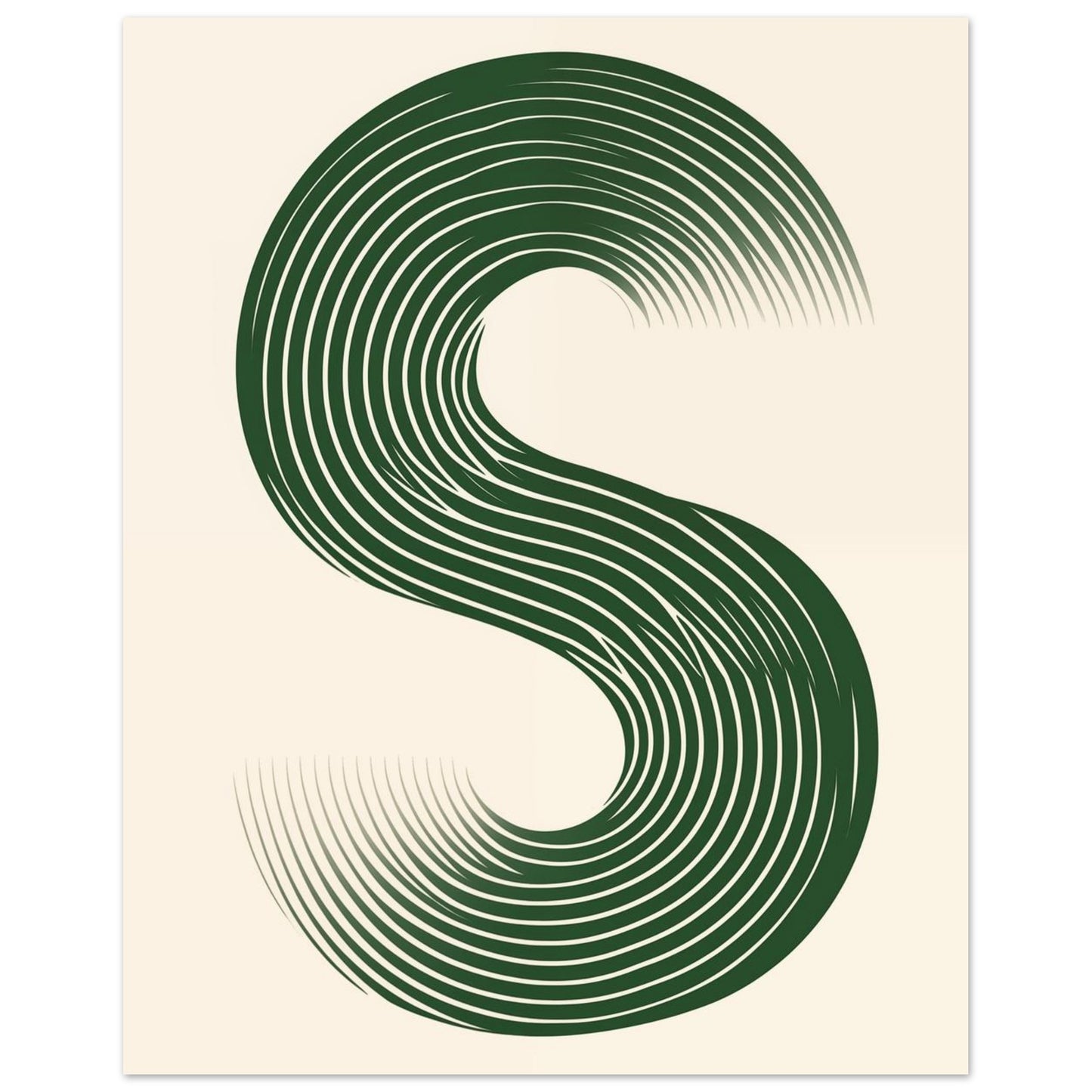 Minimalistisches S-Design in Grün und Weiß 20x25 cm - Pixara