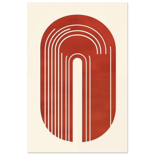 Modernes minimalistisches Poster mit geschwungenen Linien in Rot 60x90 cm - Pixara