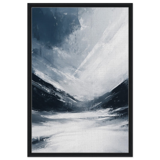 Gefrorene Passage | Gerahmte Leinwand Schwarzer Rahmen 60x90 cm - Pixara