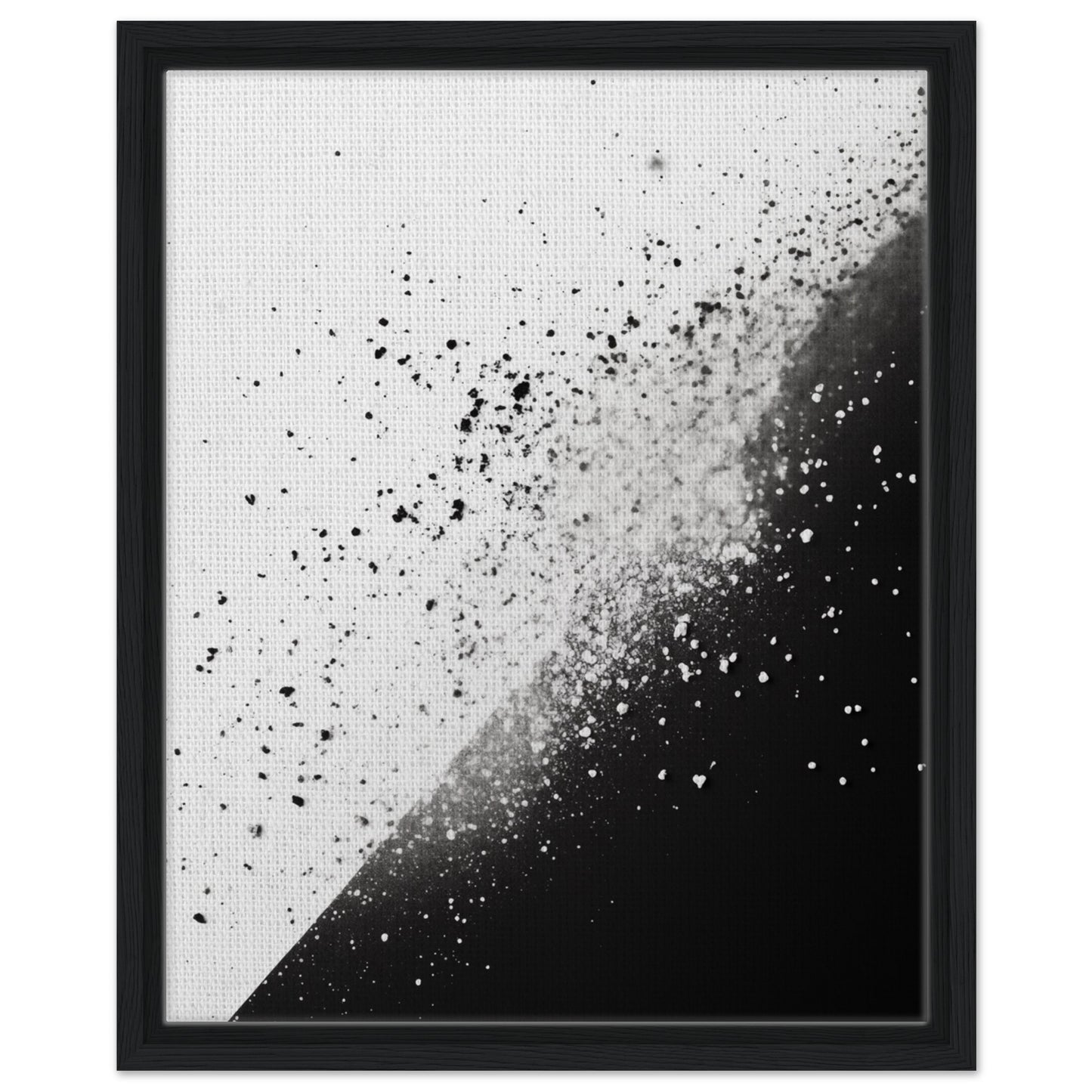 Schwarz-Weiß-Splitter 1 | Gerahmte Leinwand Schwarzer Rahmen 40x50 cm - Pixara