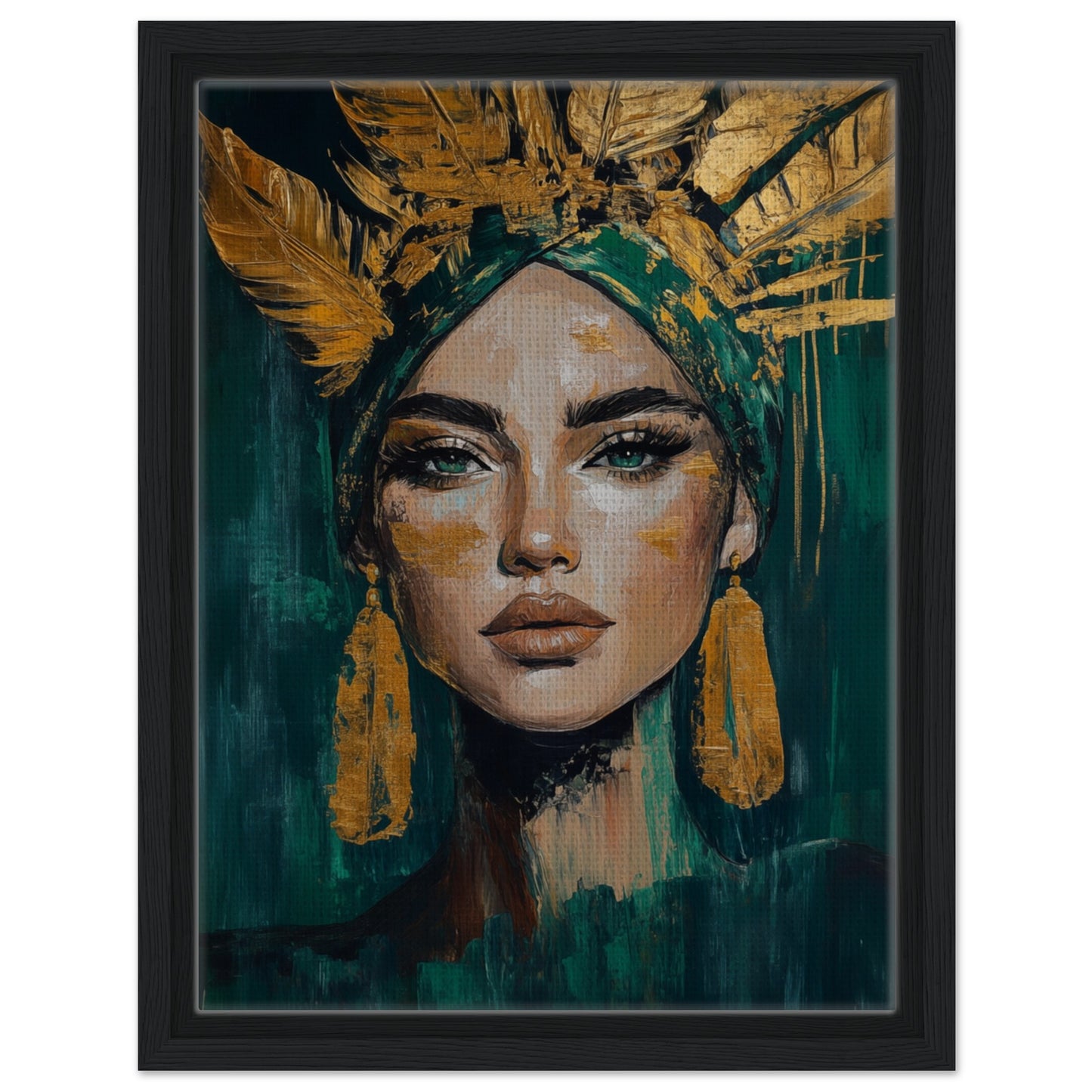 Goldene Stärke | Gerahmte Leinwand Schwarzer Rahmen 30x40 cm - Pixara