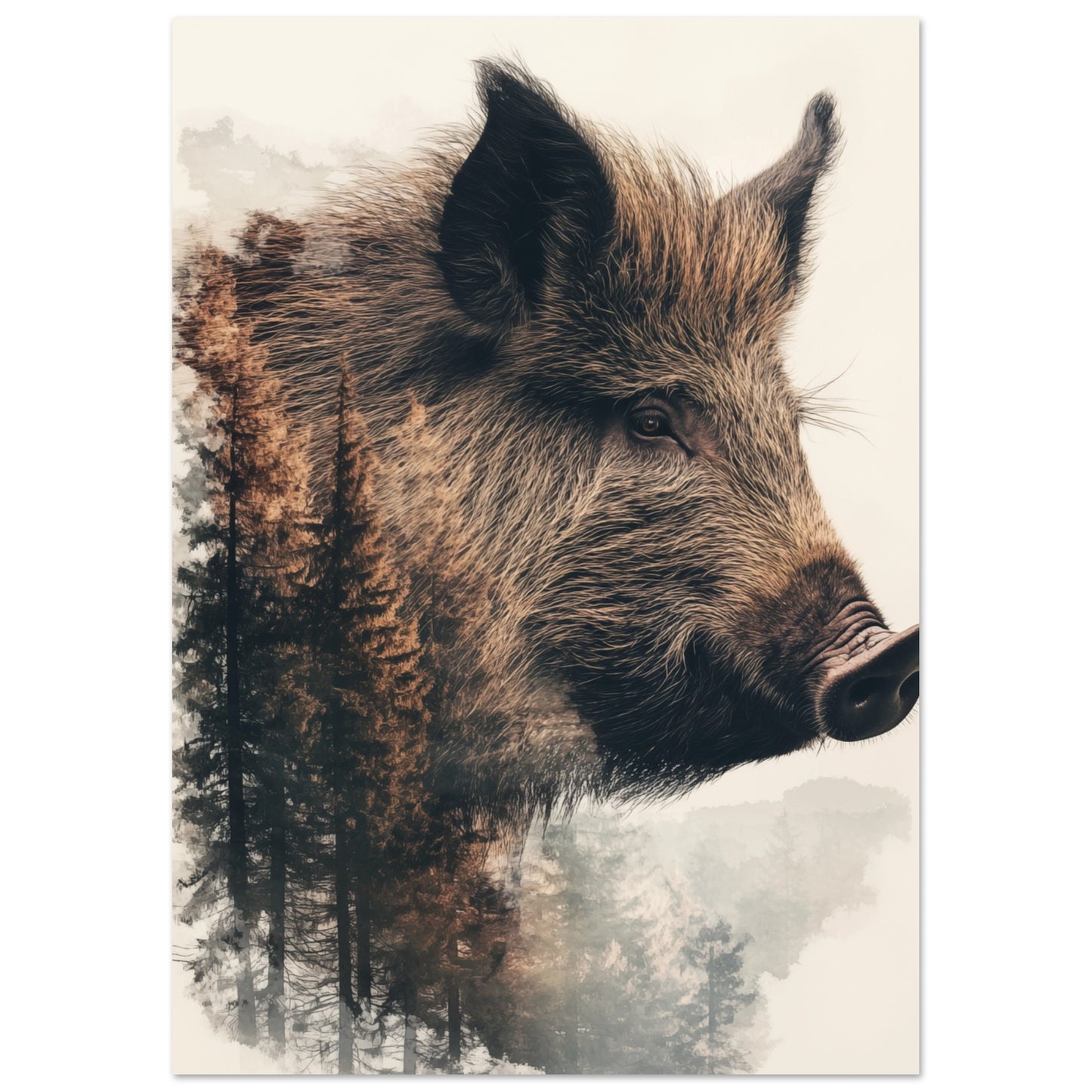 Doppelbelichtung Wildschwein A4 21x29.7 cm - Pixara