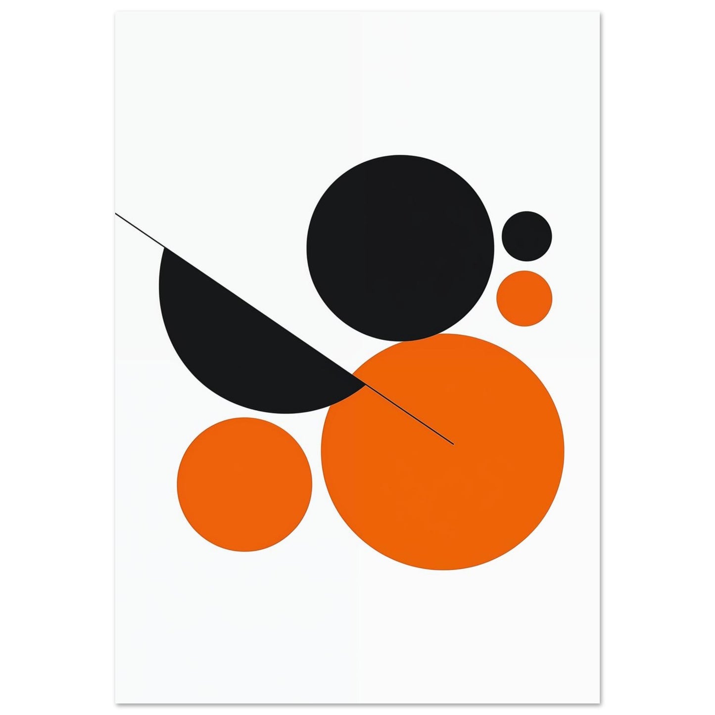 Abstrakte Kreiskomposition in Orange und Schwarz 70x100 cm - Pixara