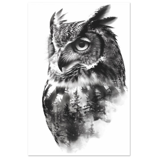 Eule im Wald 60x90 cm - Pixara