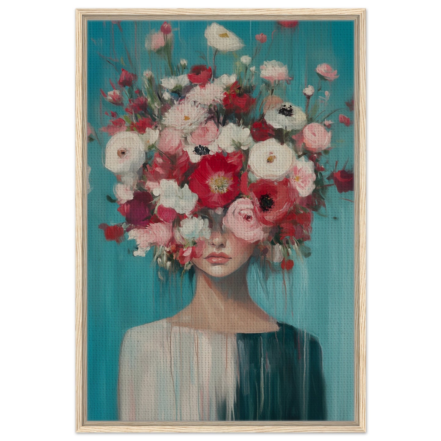 Florale Fantasie | Gerahmte Leinwand Holzrahmen 60x90 cm - Pixara