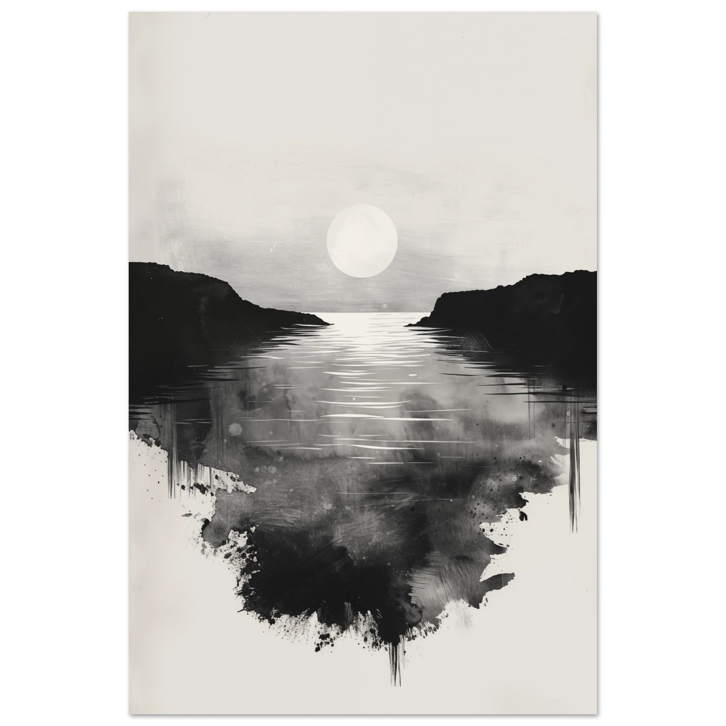 Mondnacht am See Poster 60x90 cm - Pixara