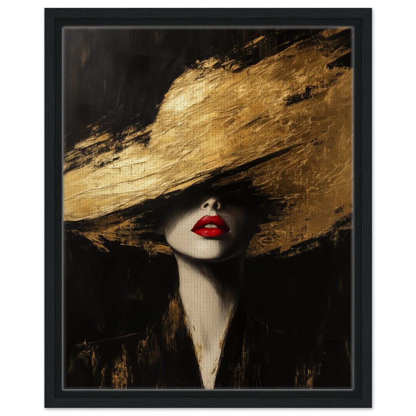 Goldene Eleganz | Gerahmte Leinwand Schwarzer Rahmen 40x50 cm - Pixara