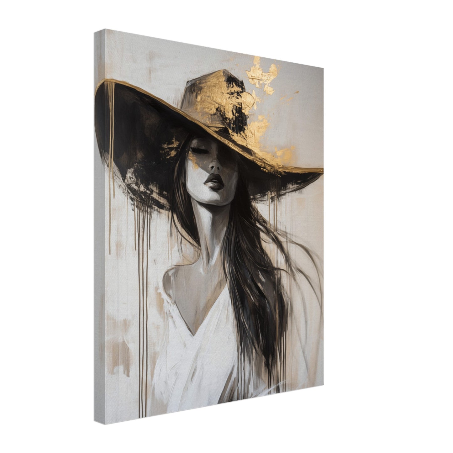 Elegante Frau mit Hut Leinwand 40x50 cm - Pixara