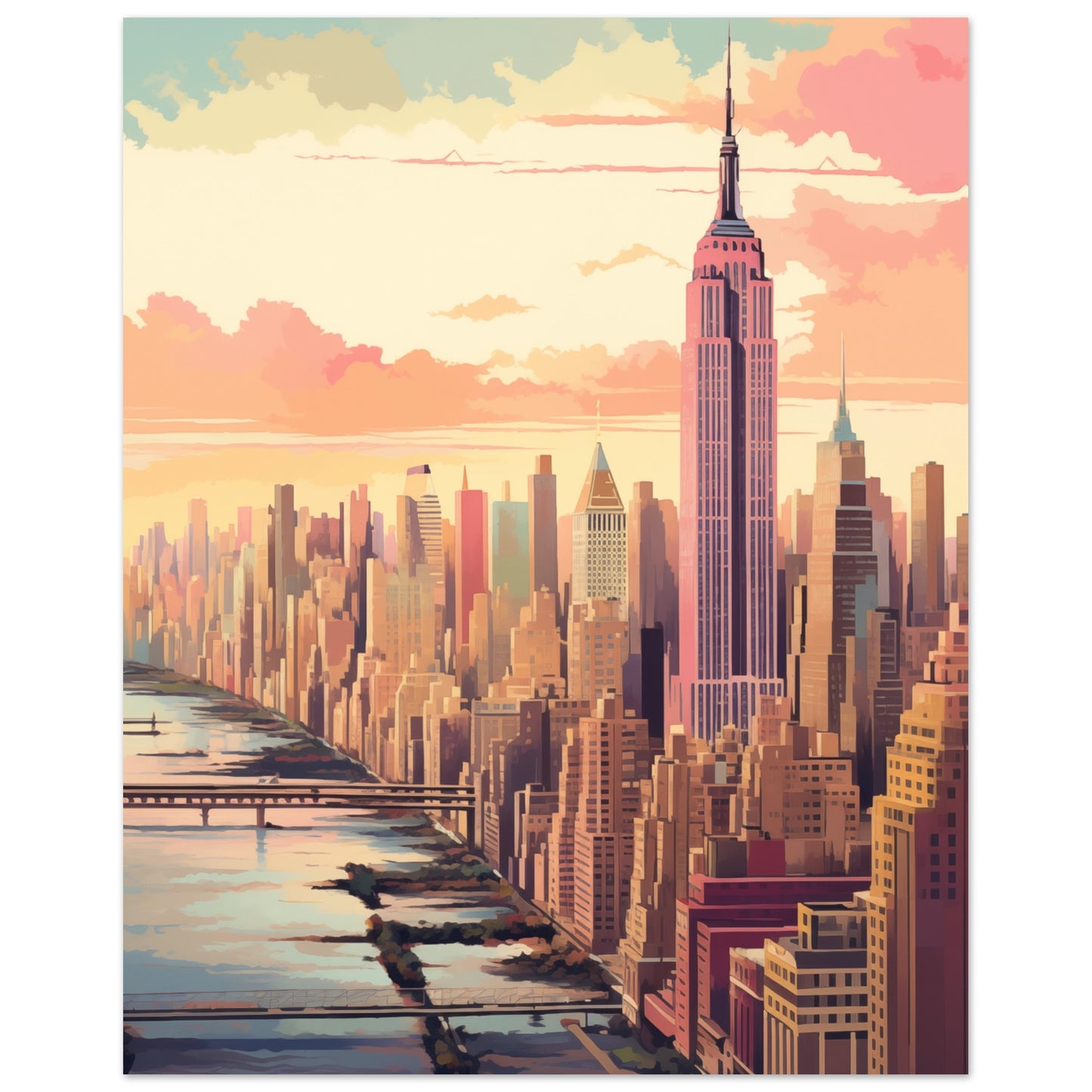 New York in Pastell Poster 20x25 cm - Pixara