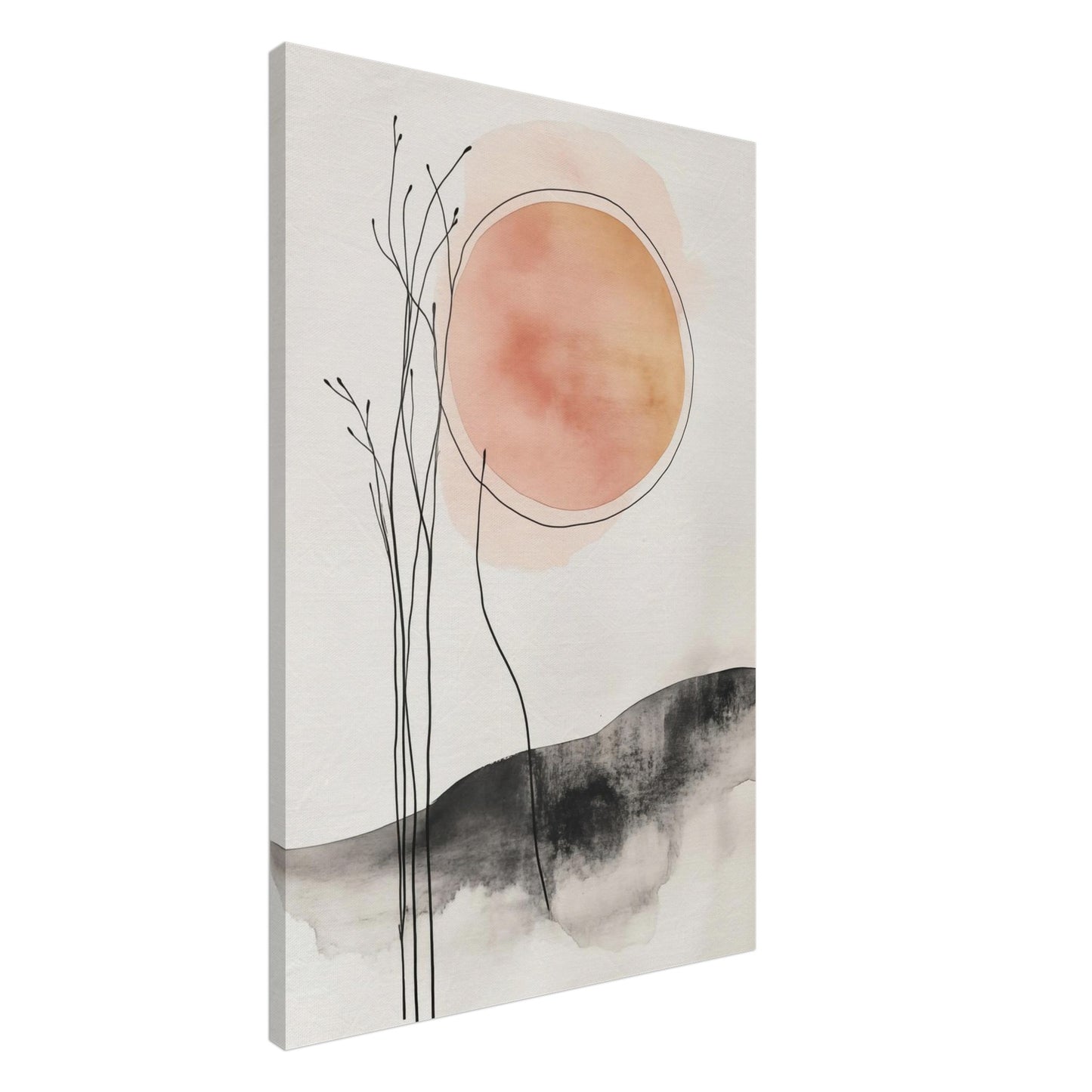Sonnenaufgang in Stille – Japandi Minimalismus Leinwand 60x90 cm - Pixara
