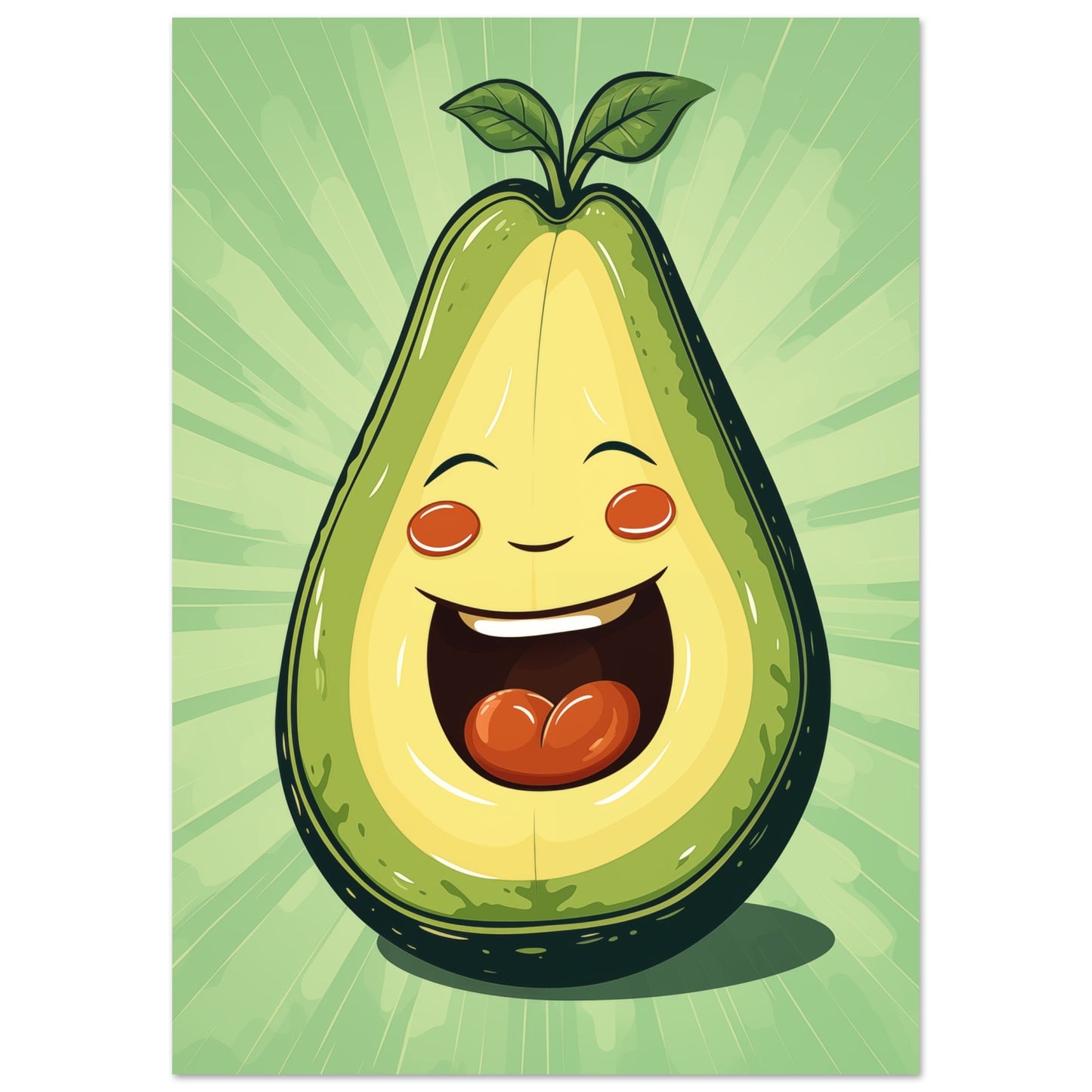 Glückliche Avocado Poster A4 21x29.7 cm - Pixara