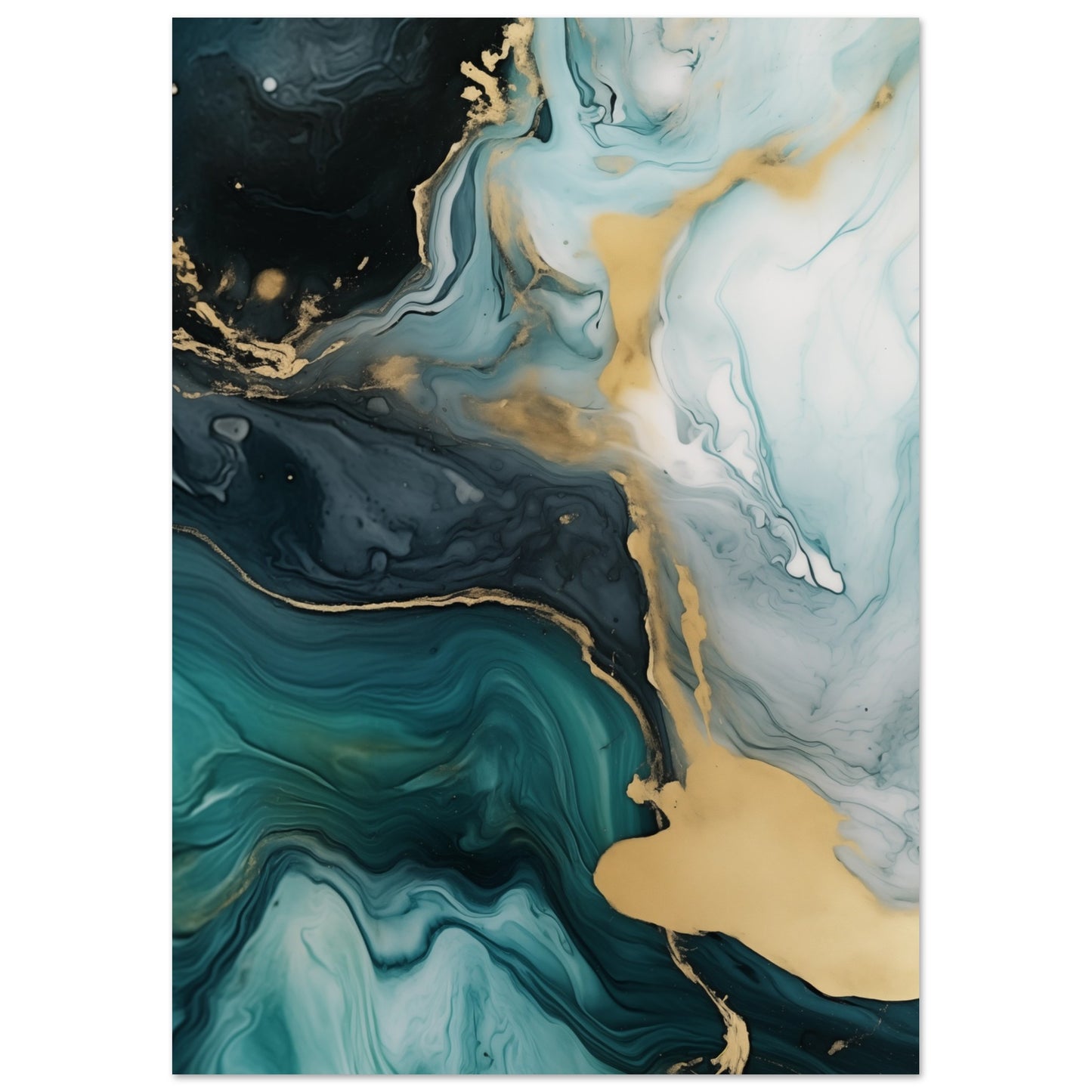 Azure Gold Swirl Poster A4 21x29.7 cm - Pixara