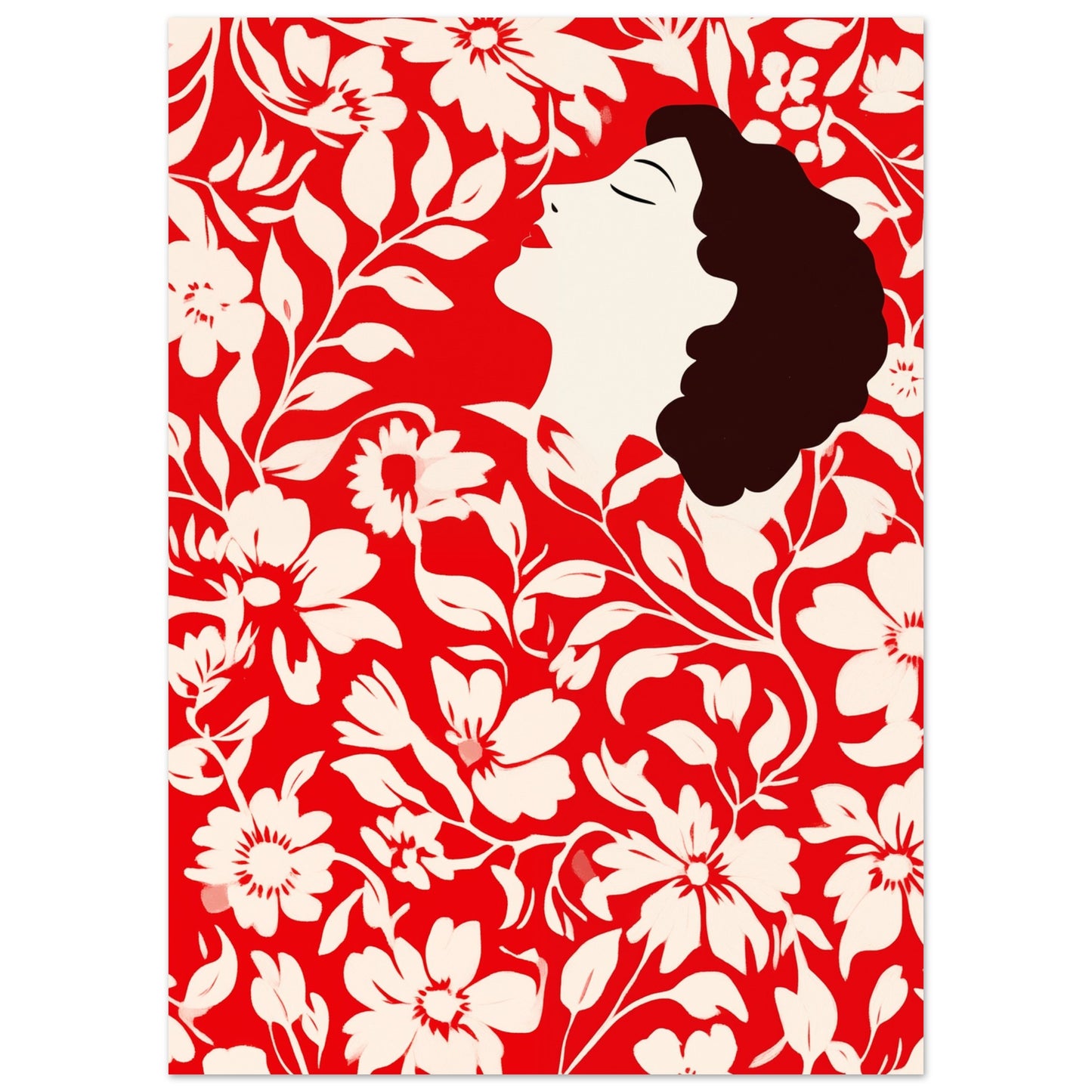 Blossom Dreams – Florale Kunst mit weiblicher Silhouette 50x70 cm - Pixara