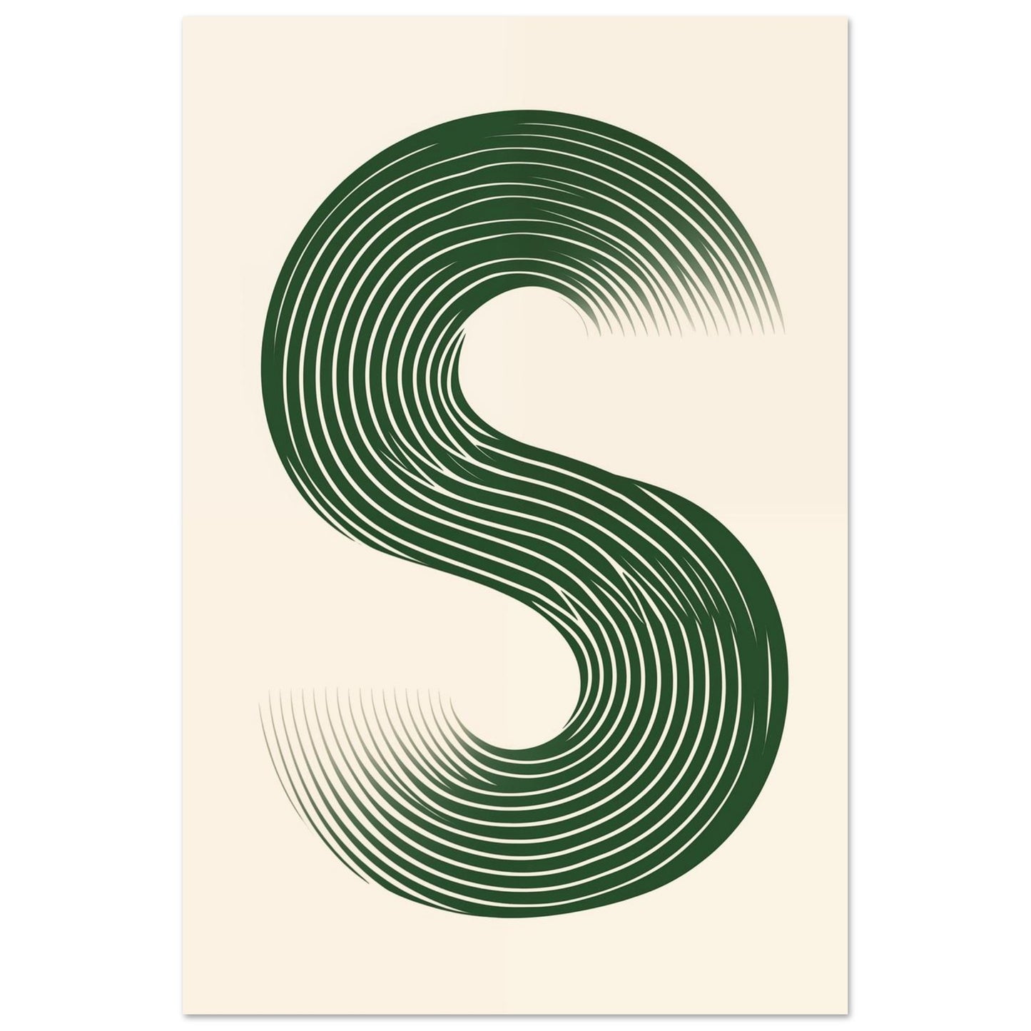 Minimalistisches S-Design in Grün und Weiß 60x90 cm - Pixara