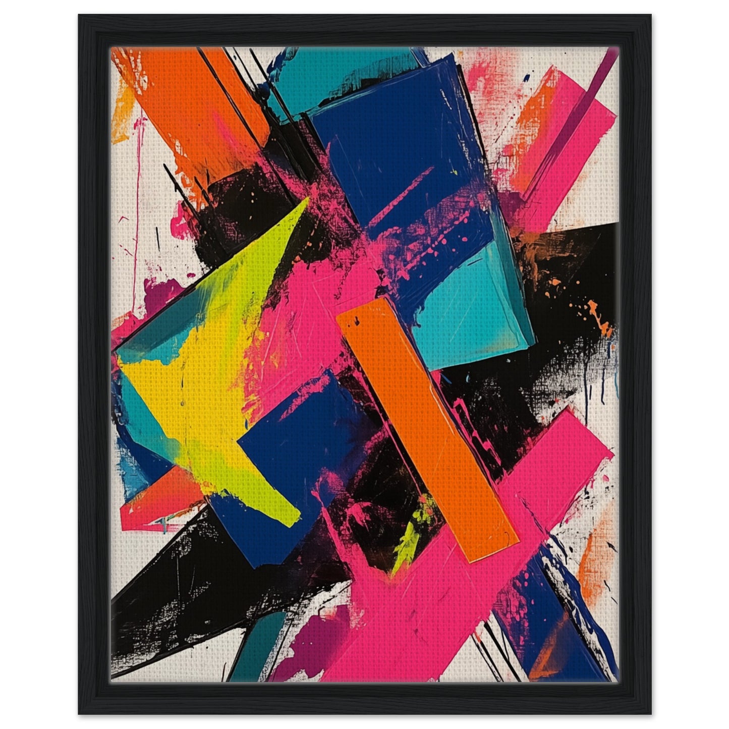 Abstrakte Explosion der Farben | Gerahmte Leinwand Schwarzer Rahmen 40x50 cm - Pixara