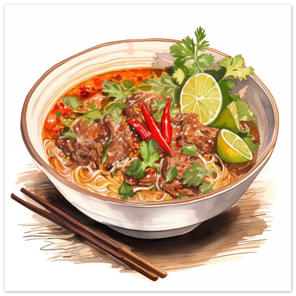 Thailändische Nudelsuppe Poster 50x50 cm - Pixara