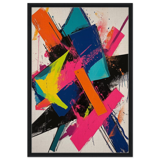 Abstrakte Explosion der Farben | Gerahmte Leinwand Schwarzer Rahmen 60x90 cm - Pixara