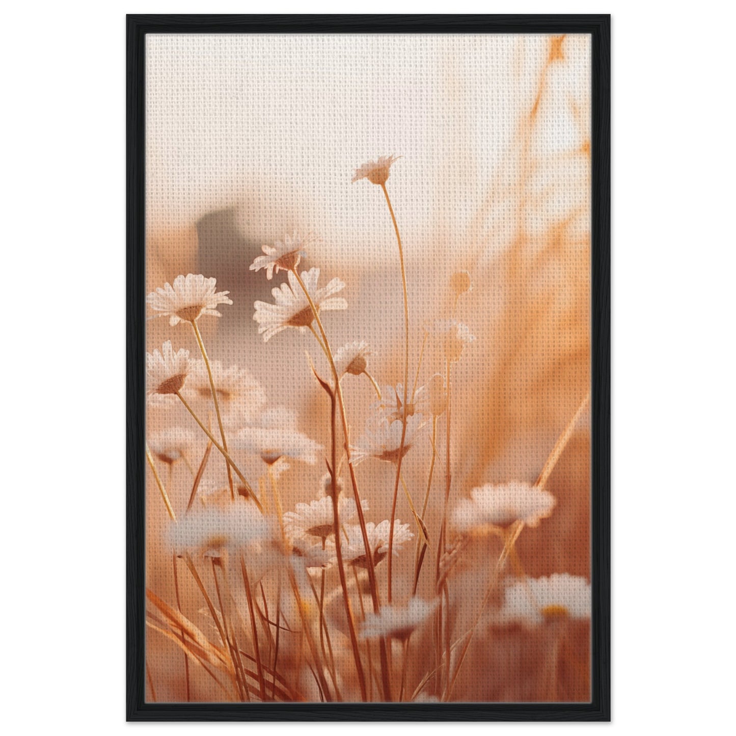 Morgendämmerung im Feld | Gerahmte Leinwand Schwarzer Rahmen 60x90 cm - Pixara