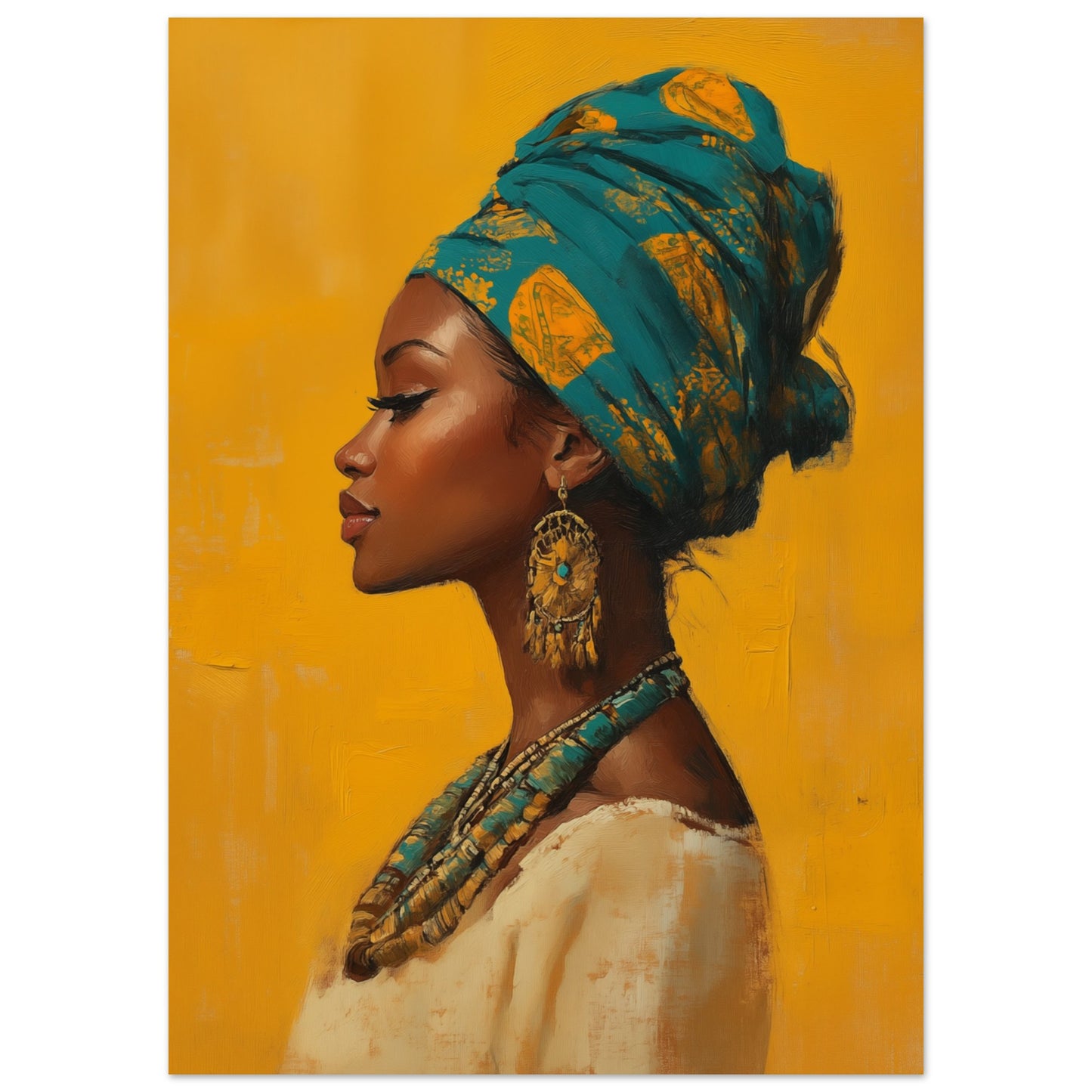 Farbenfrohe Eleganz im Profil Poster 50x70 cm - Pixara
