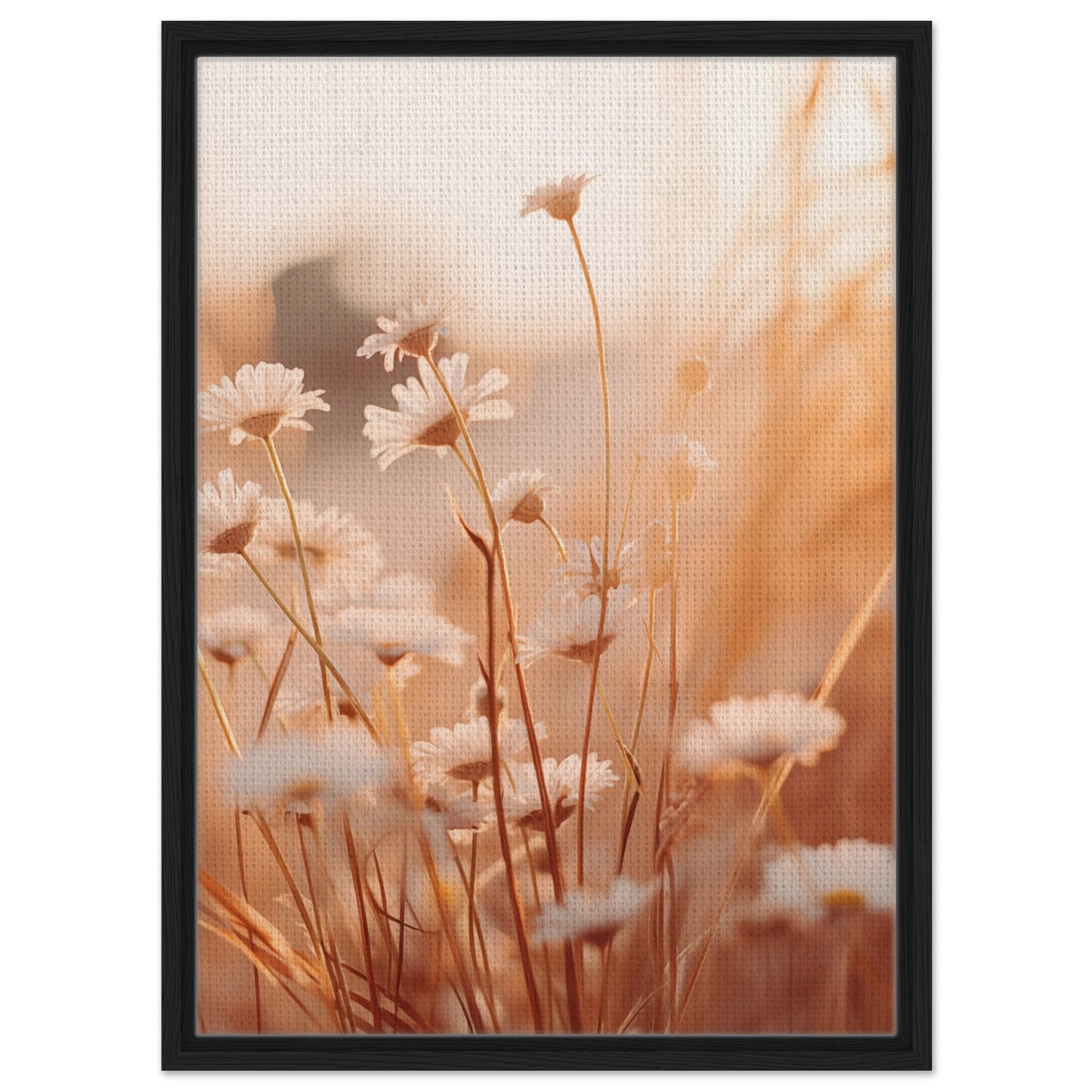 Morgendämmerung im Feld | Gerahmte Leinwand Schwarzer Rahmen 50x70 cm - Pixara