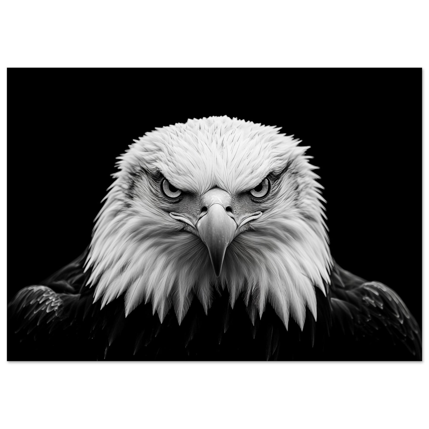 Schwarz-Weiß Porträt eines majestätischen Adlers Poster A4 21x29.7 cm - Pixara