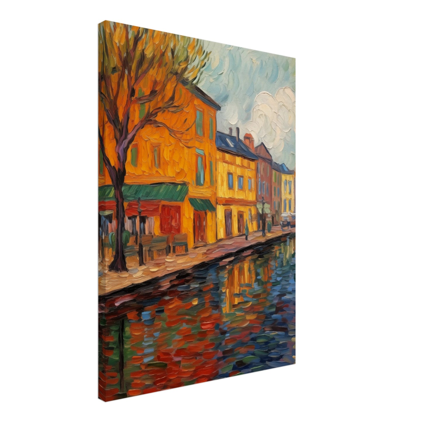 Impressionistische Stadtoase Leinwand 50x70 cm - Pixara