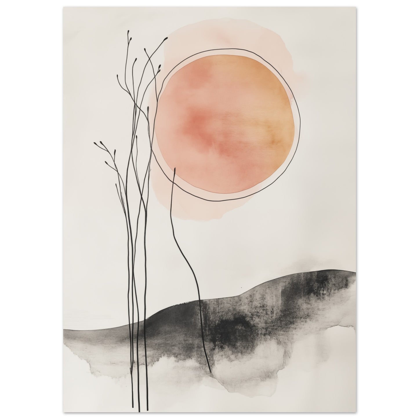 Sonnenaufgang in Stille – Japandi Minimalismus Poster 13x18 cm - Pixara