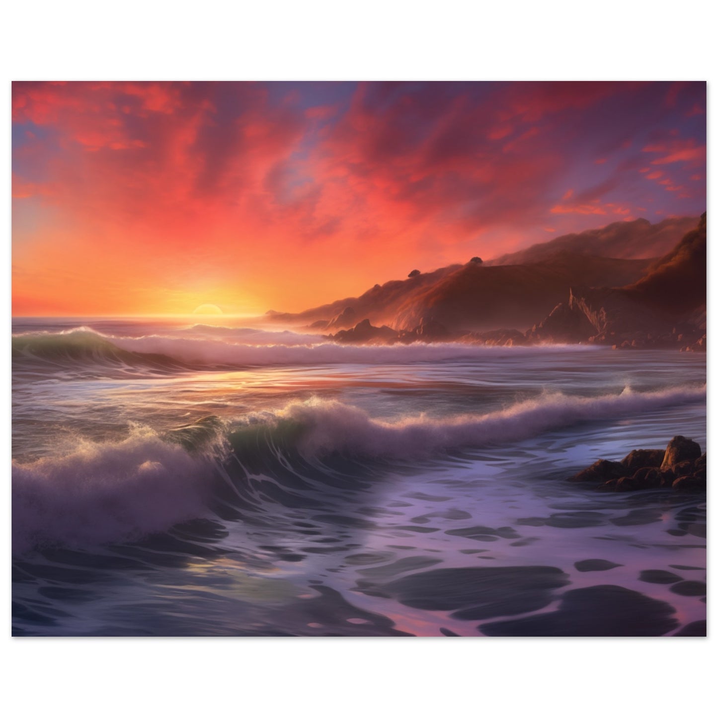 Sonnenuntergang am Küstenstrand Poster 40x50 cm - Pixara