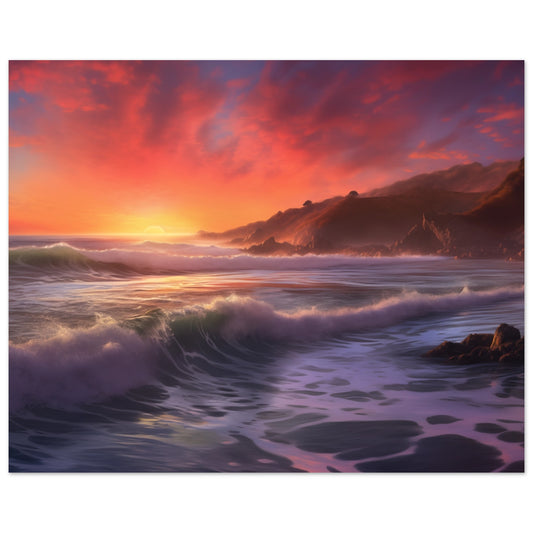 Sonnenuntergang am Küstenstrand Poster 40x50 cm - Pixara