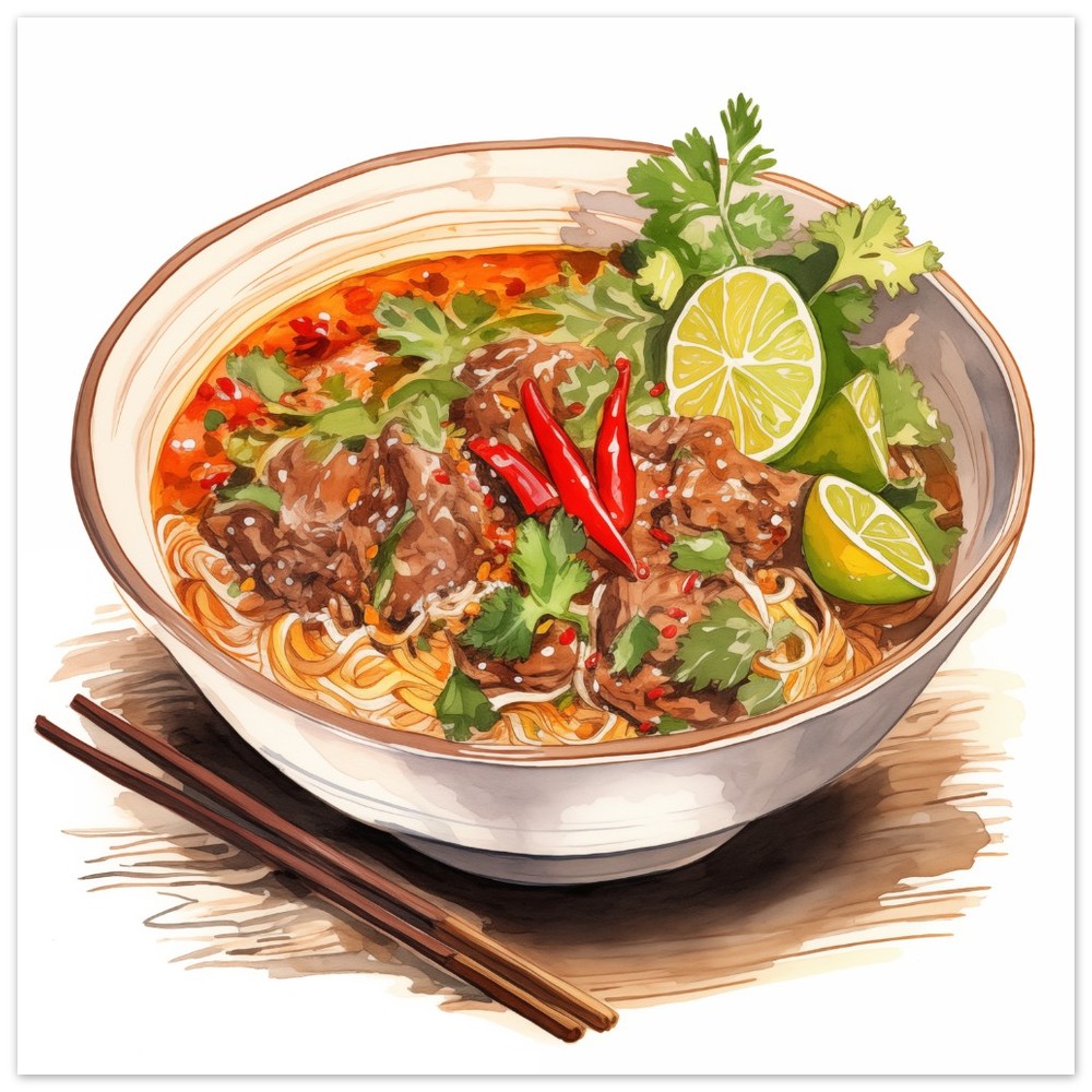 Thailändische Nudelsuppe Poster 30x30 cm - Pixara
