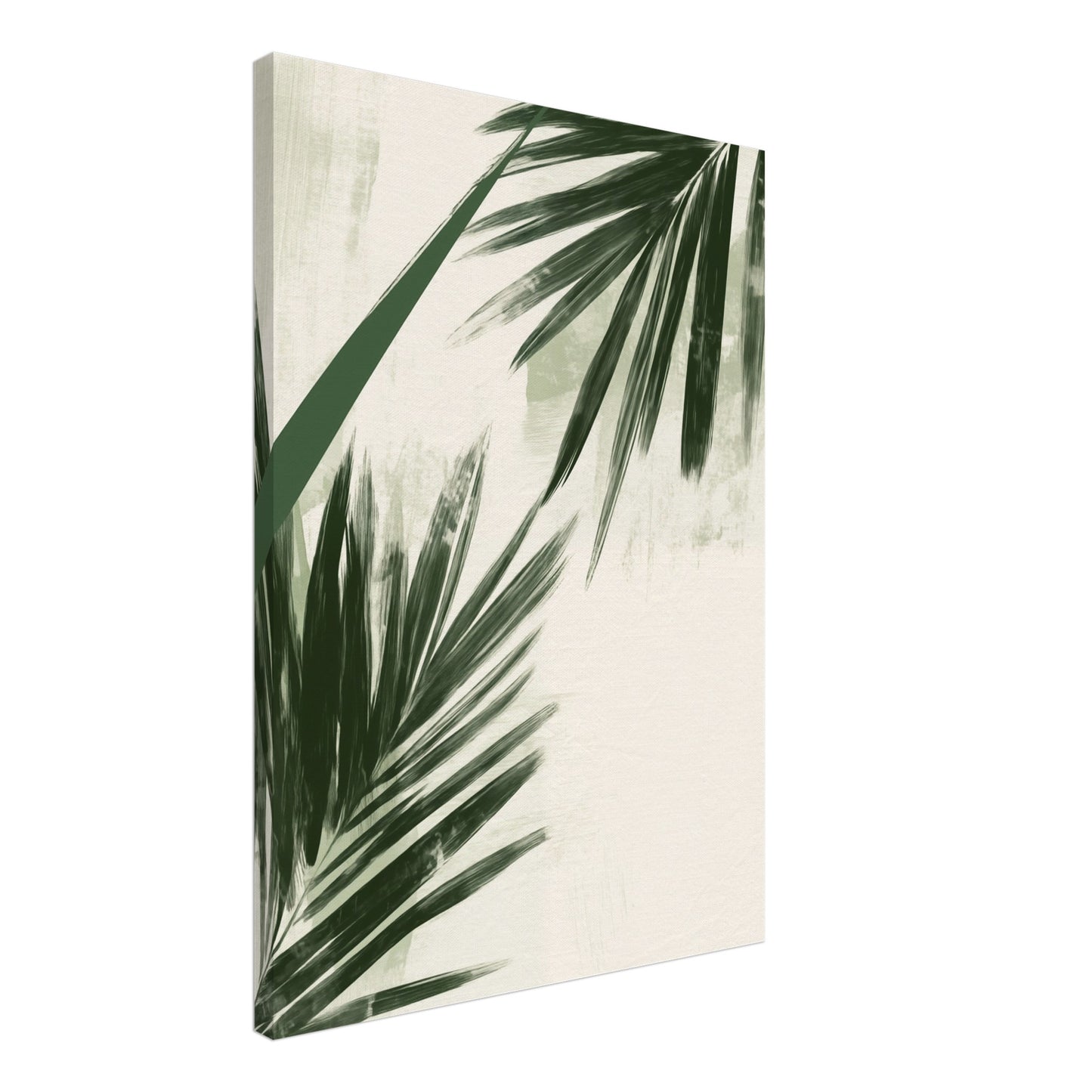 Tropische Harmonie – Minimalistische Palmblätter Leinwand 50x70 cm - Pixara