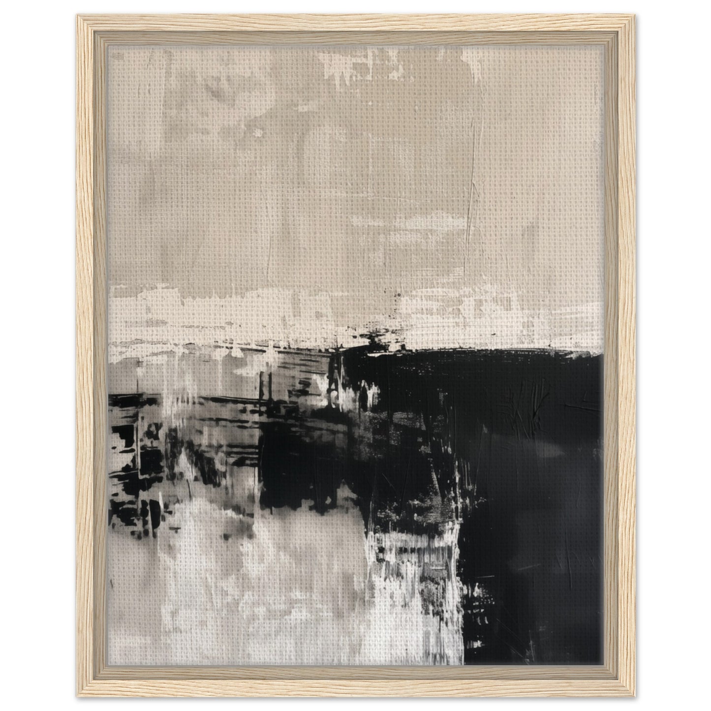 Monochrome Serenity | Gerahmte Leinwand Holzrahmen 40x50 cm - Pixara