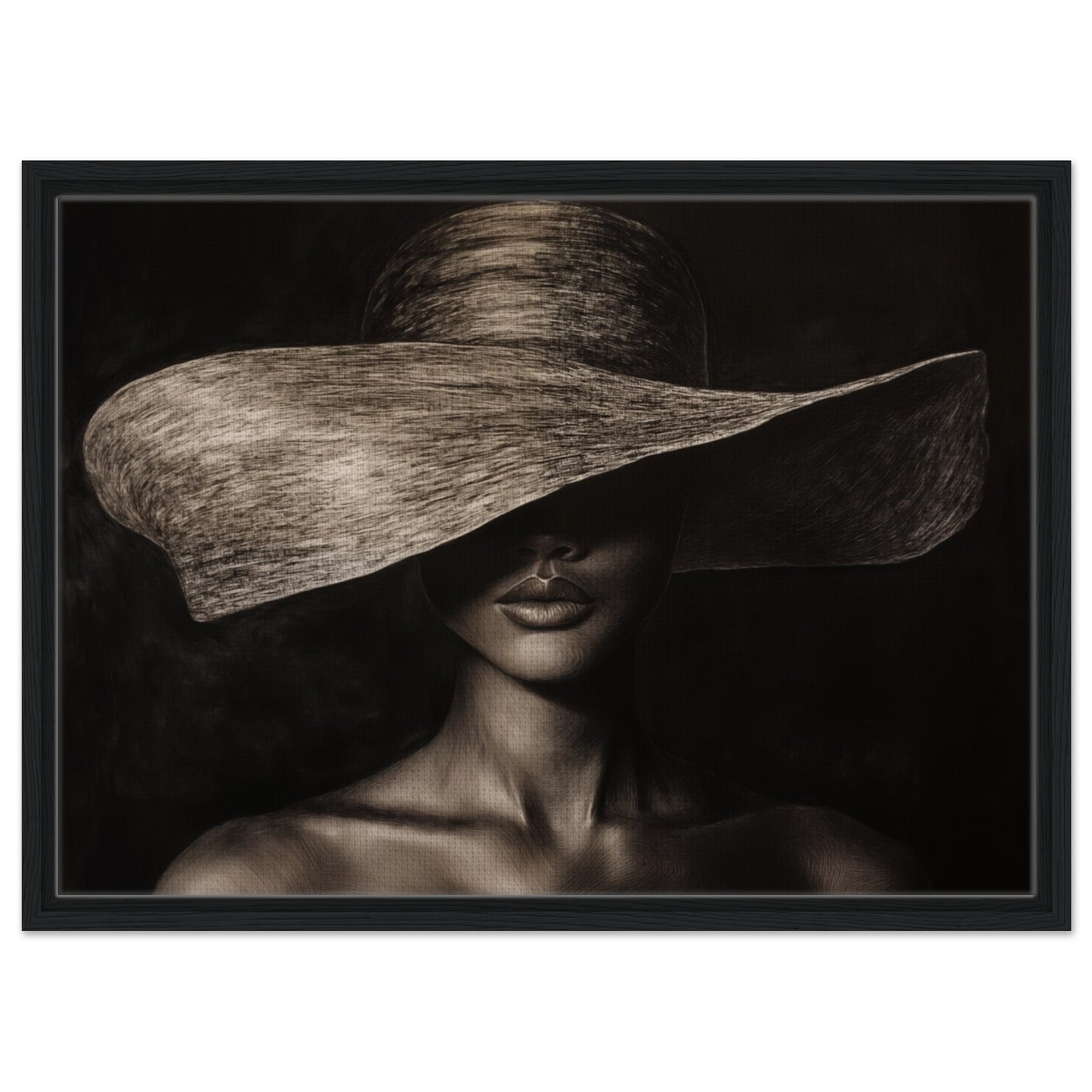 Monochrome Mystik | Gerahmte Leinwand Schwarzer Rahmen 50x70 cm - Pixara
