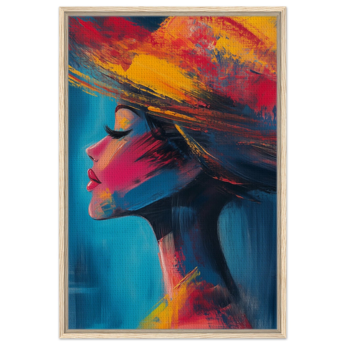 Abstrakte Eleganz in lebendigen Farben | Gerahmte Leinwand Holzrahmen 60x90 cm - Pixara