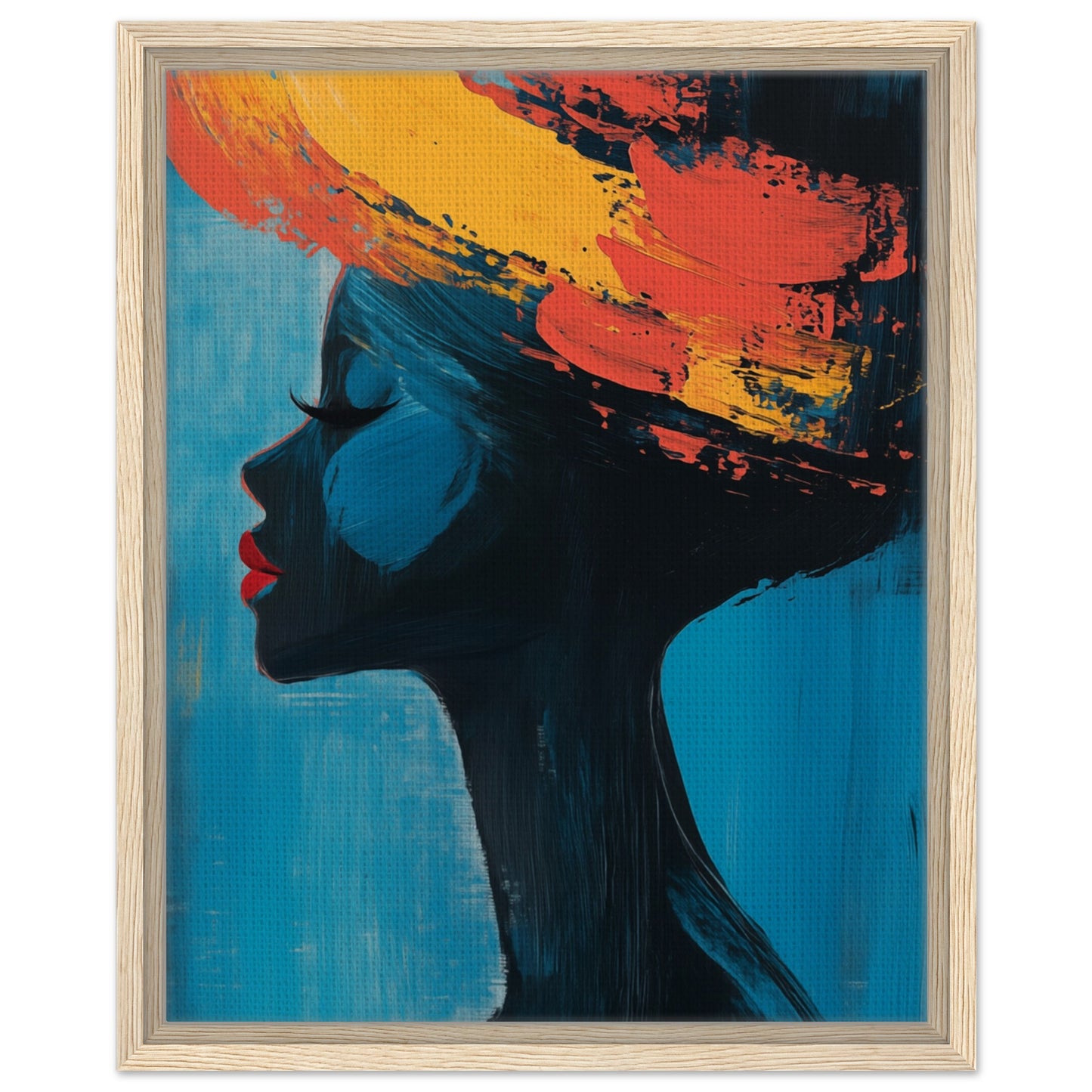 Silhouette mit lebendigen Farben | Gerahmte Leinwand Holzrahmen 40x50 cm - Pixara