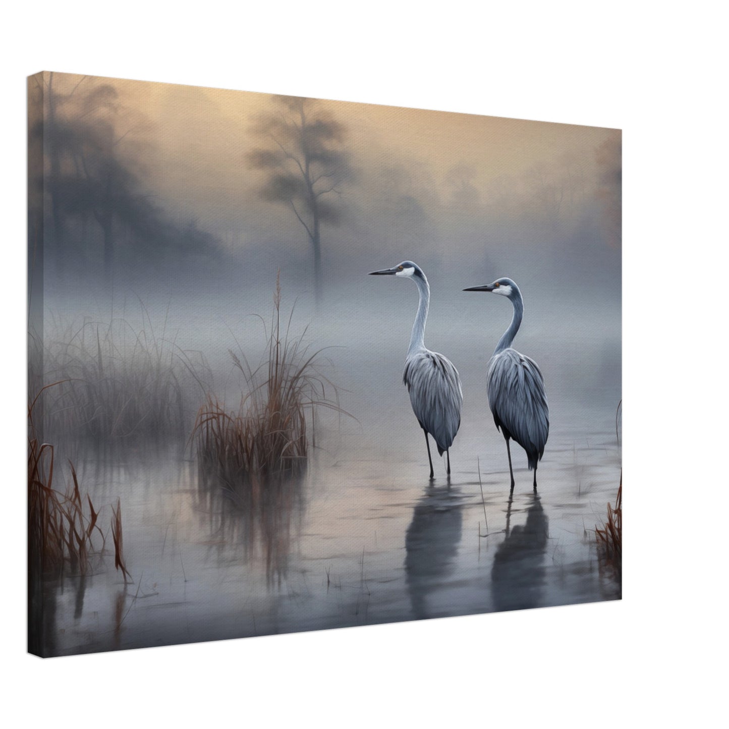 Morgendämmerung der Kraniche Leinwand 50x70 cm - Pixara