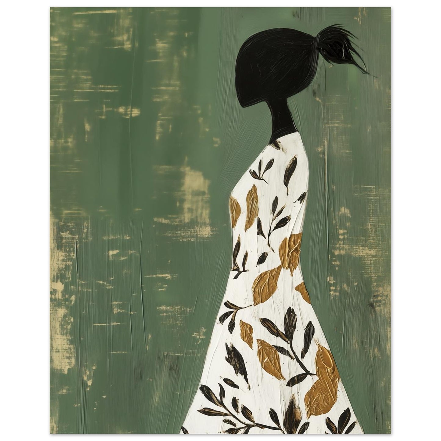 Botanical Grace – Minimalistisches Kunstwerk einer Frau - Pixara