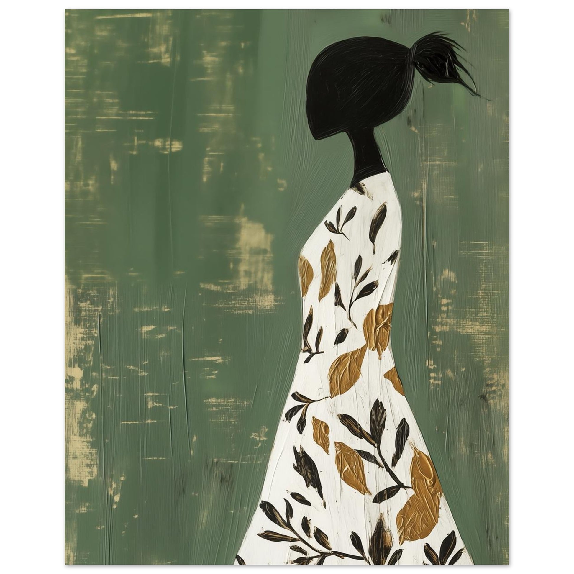 Botanical Grace – Minimalistisches Kunstwerk einer Frau - Pixara