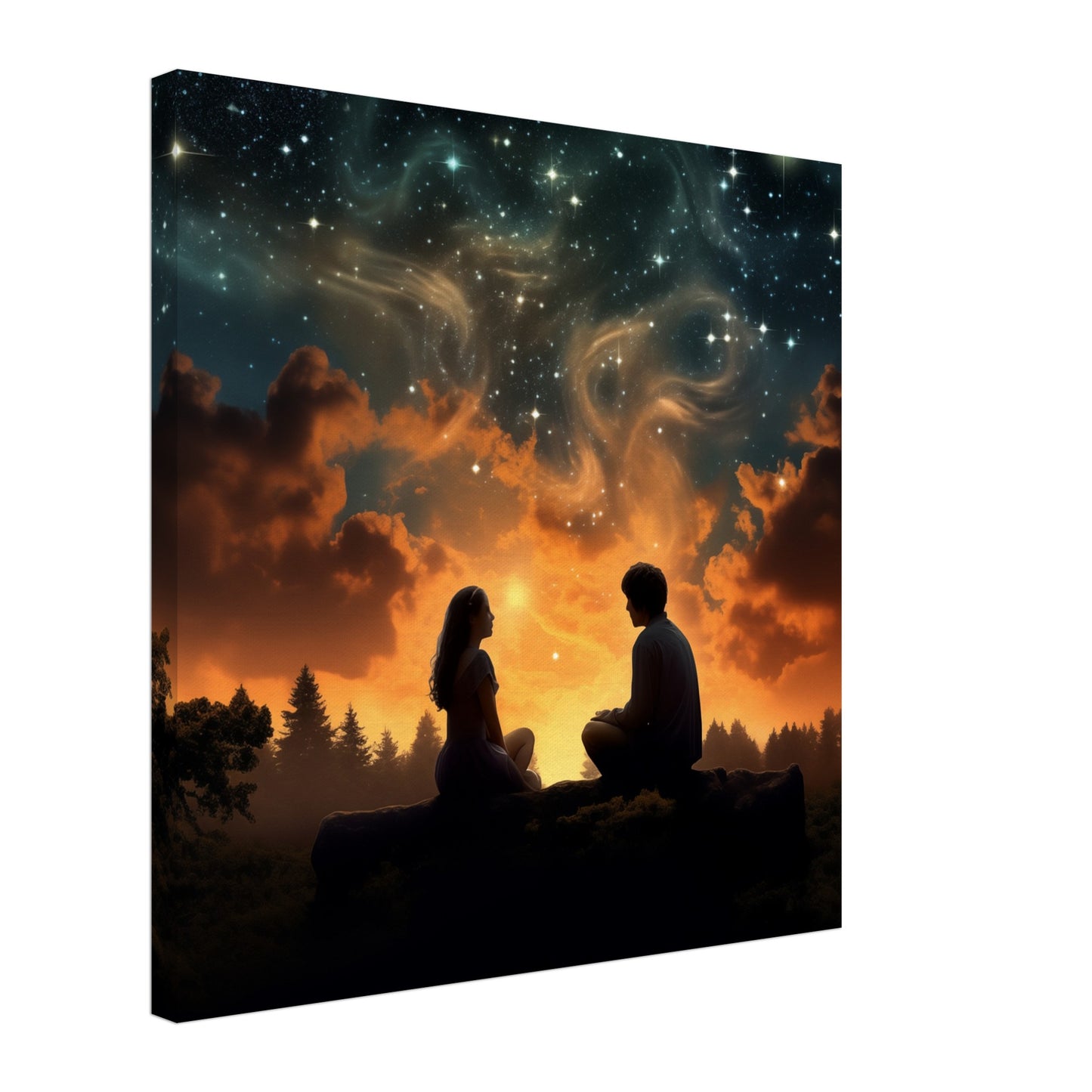 Sternennachtgespräch Leinwand 50x50 cm - Pixara