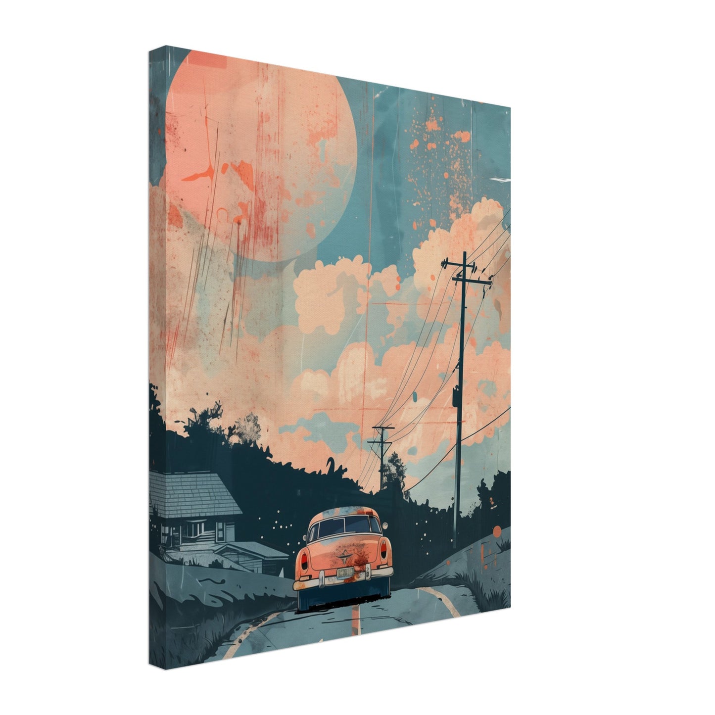 Retro Roadtrip Leinwand 40x50 cm - Pixara