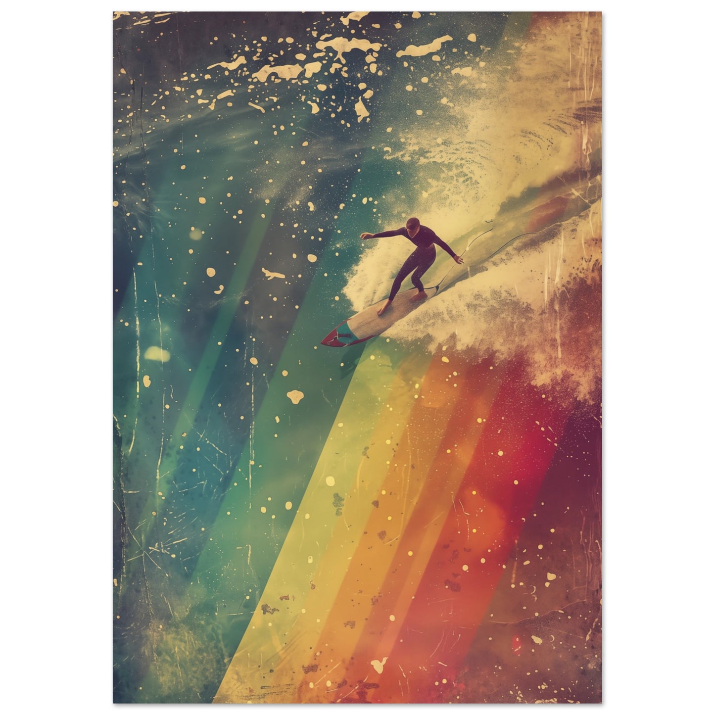 Regenbogensurfer Poster A4 21x29.7 cm - Pixara