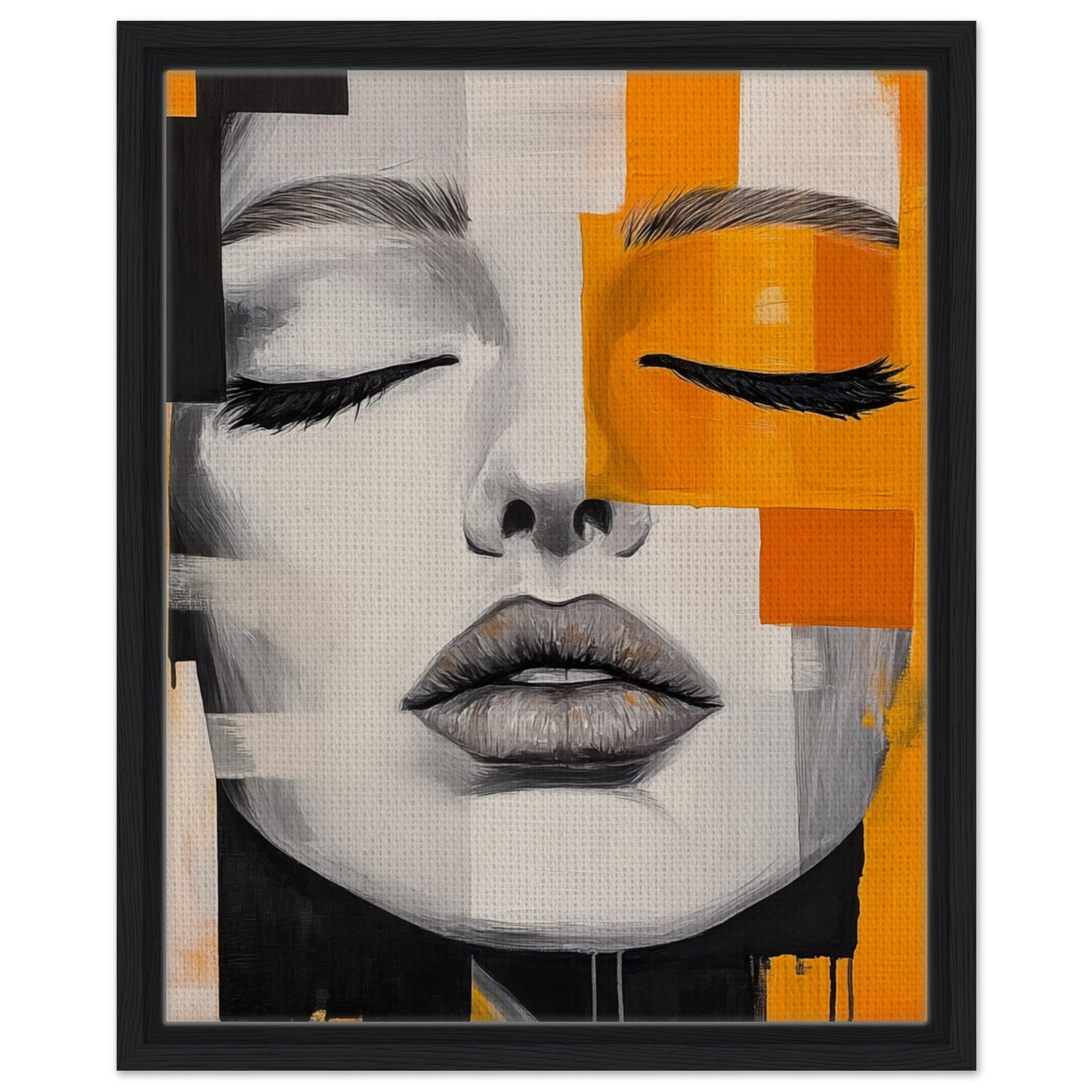 Zerbrochene Harmonie | Gerahmte Leinwand Schwarzer Rahmen 40x50 cm - Pixara