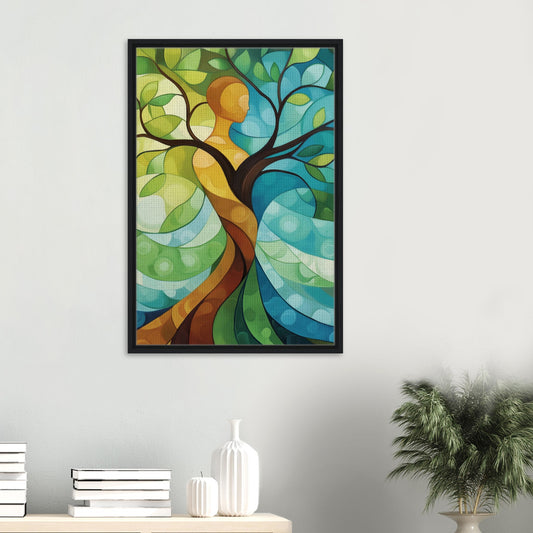 Die Symbiose von Mensch und Natur | Gerahmte Leinwand - Pixara