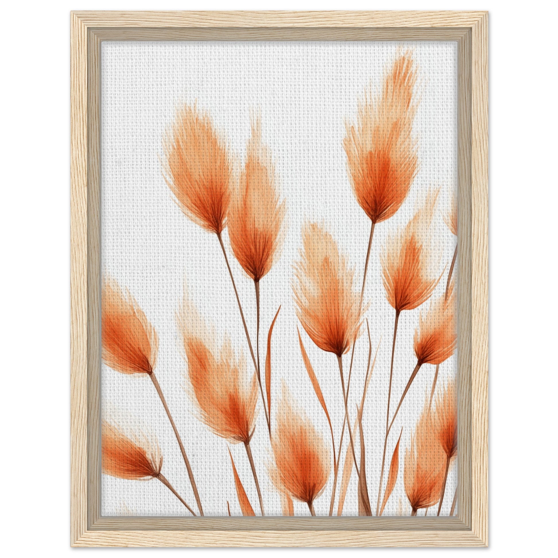 Orangene Hasenschwanzgräser | Gerahmte Leinwand Holzrahmen 30x40 cm - Pixara