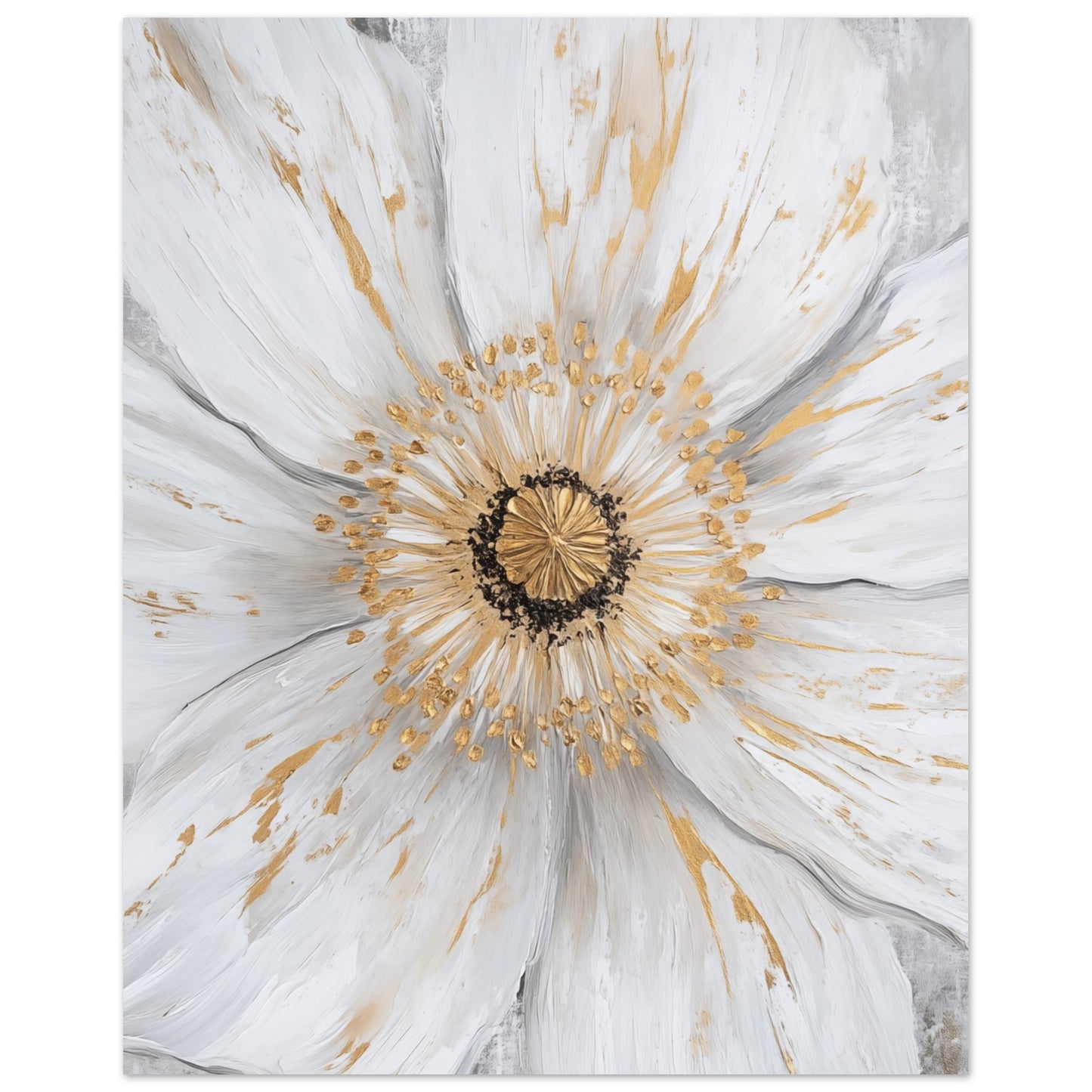 Weiße Blume mit goldenen Akzenten Poster 40x50 cm - Pixara