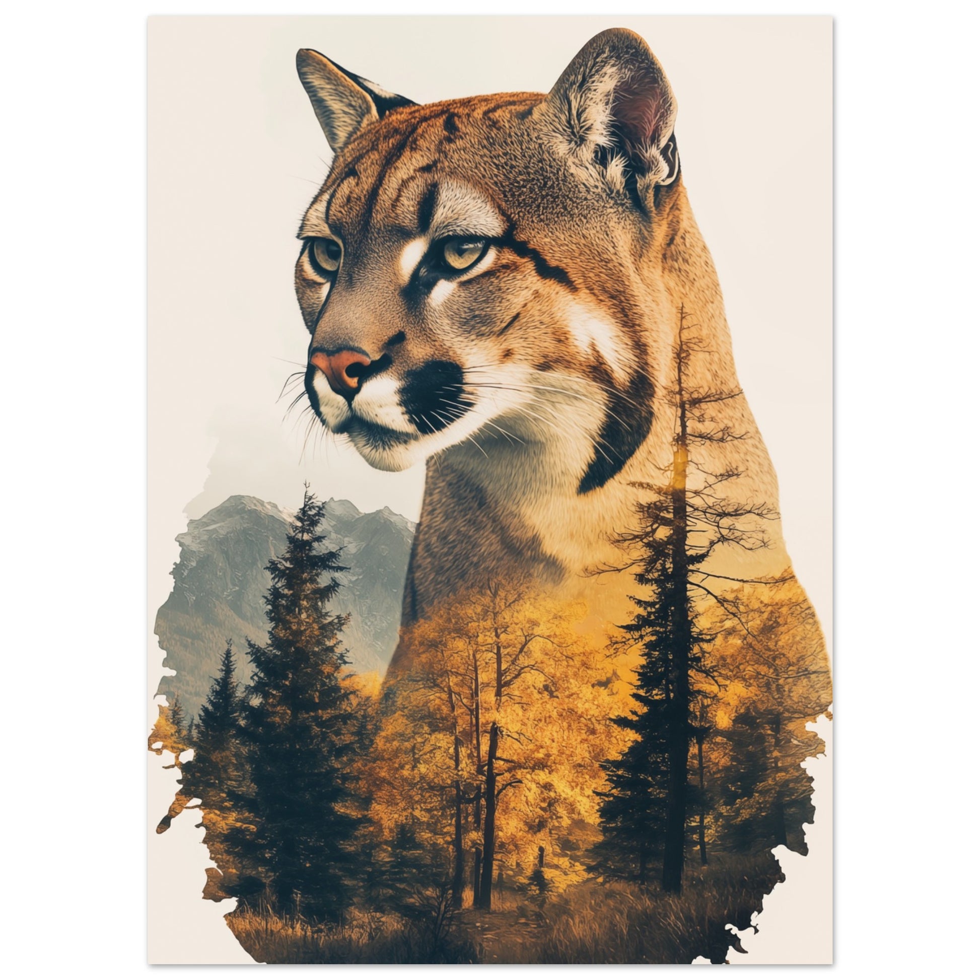 Eleganter Puma vor einer goldenen Herbstlandschaft 13x18 cm - Pixara