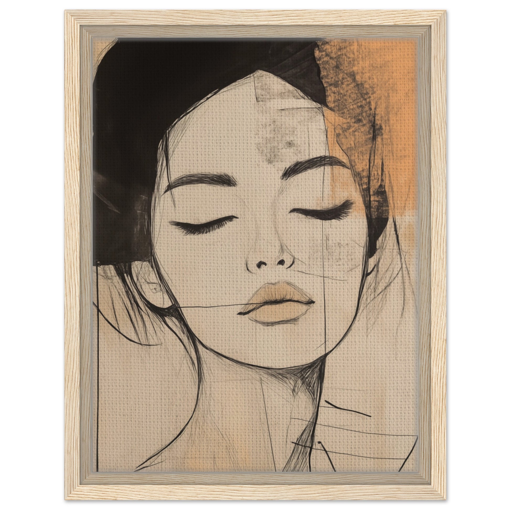 Zarte Linien im Portrait | Gerahmte Leinwand Holzrahmen 30x40 cm - Pixara