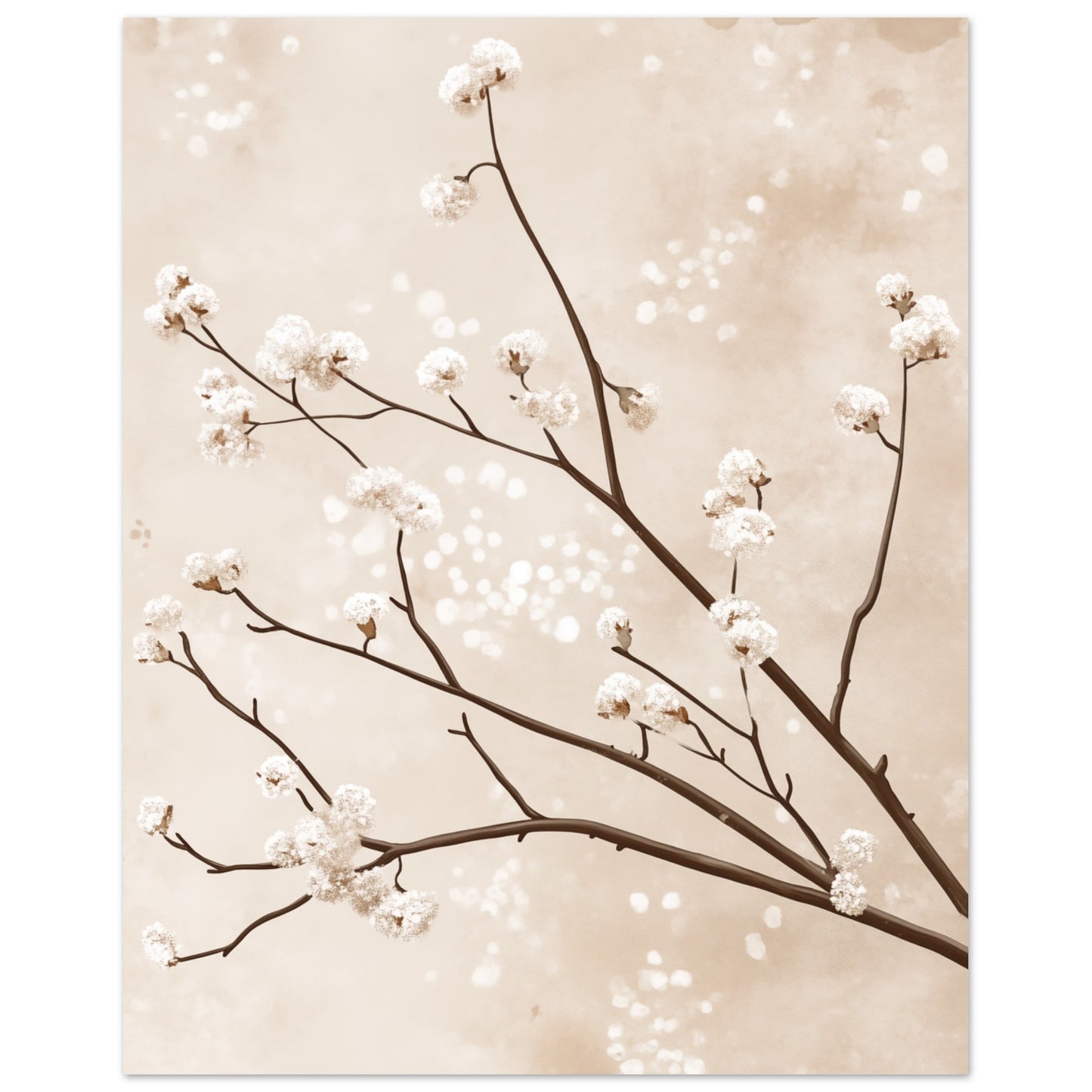 Elegante Japandi-Kirschblüten 40x50 cm - Pixara