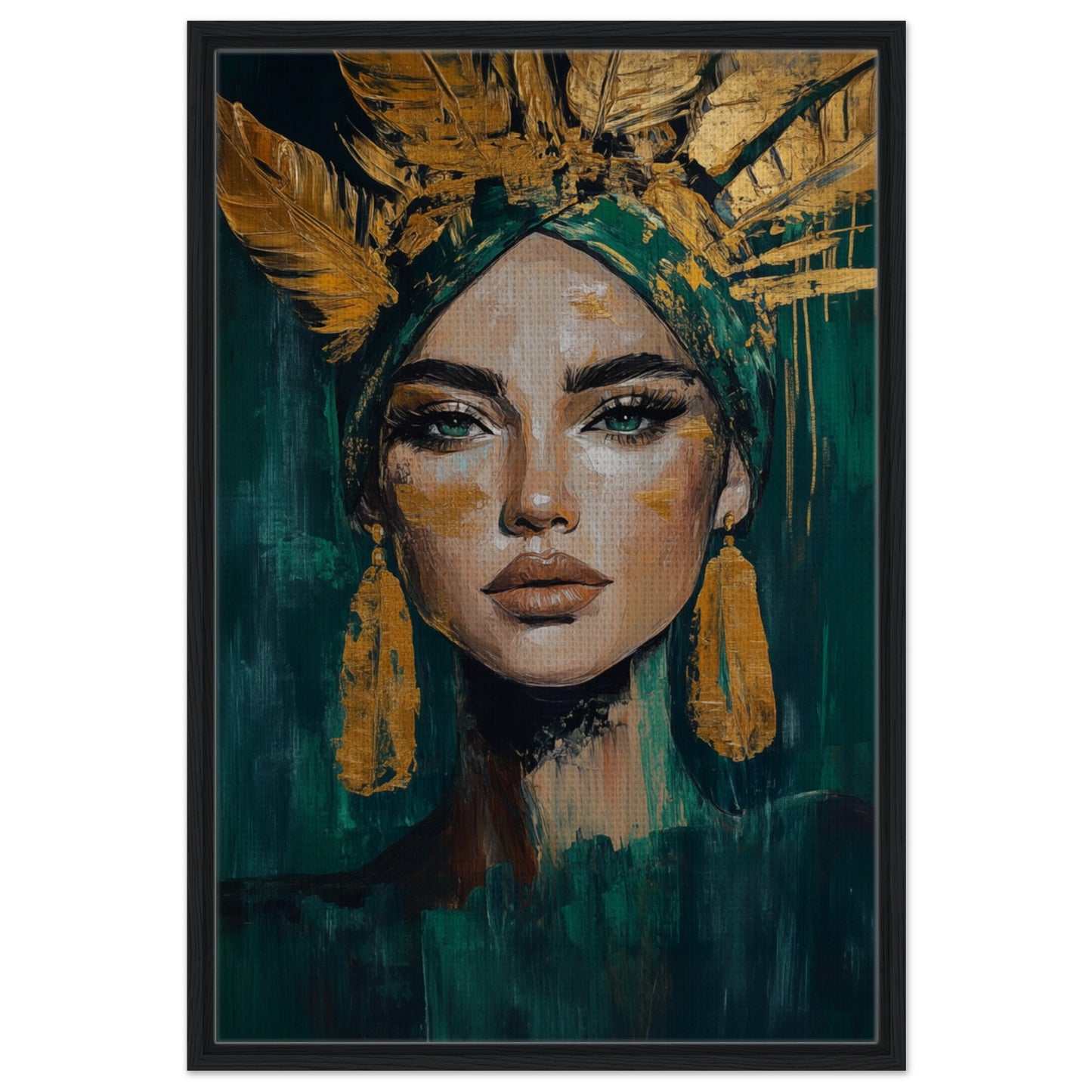 Goldene Stärke | Gerahmte Leinwand Schwarzer Rahmen 60x90 cm - Pixara